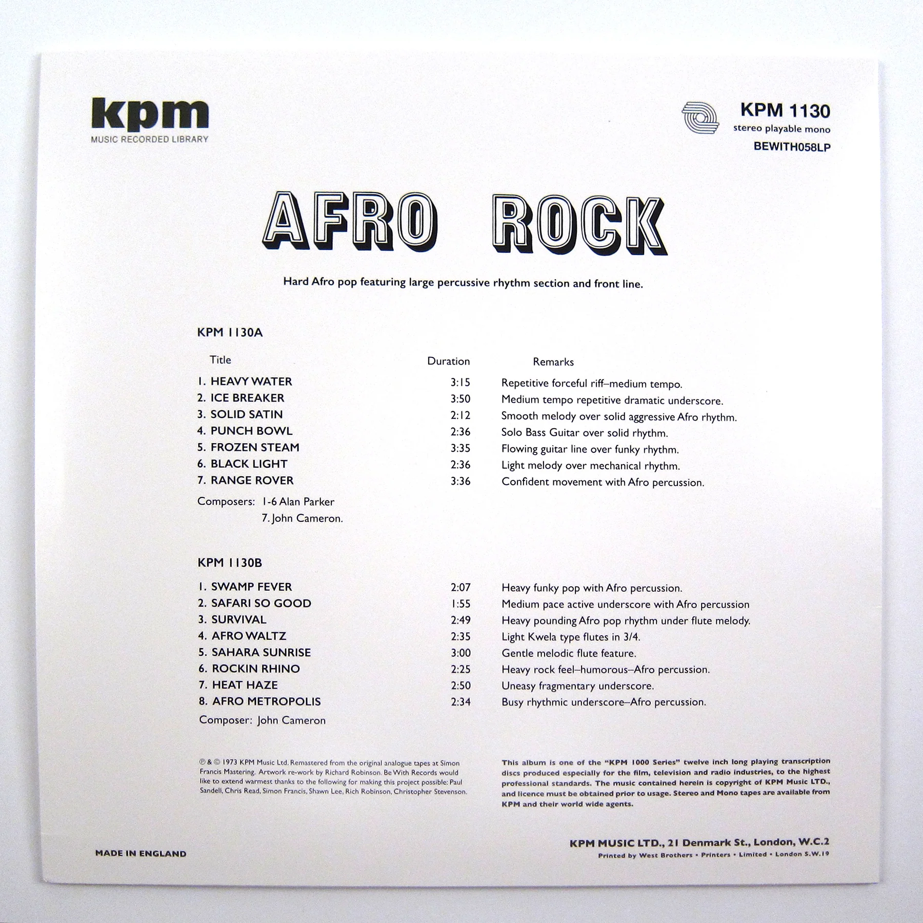 Alan Parker / John Cameron: Afro Rock (180g) Vinyl LP - Image 2