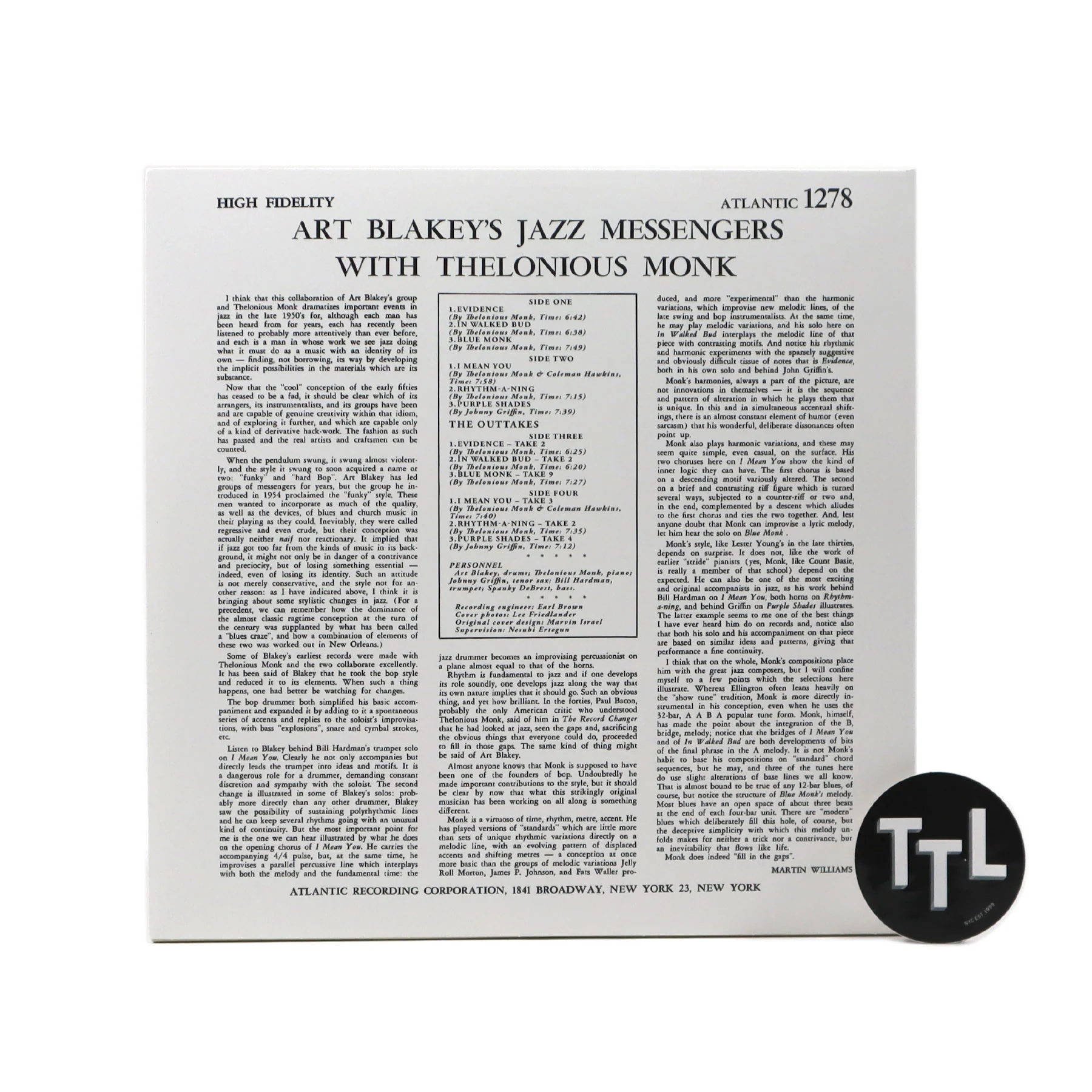 Art Blakey & The Jazz Messengers: With Thelonious Monk Vinyl 2LP - Image 3