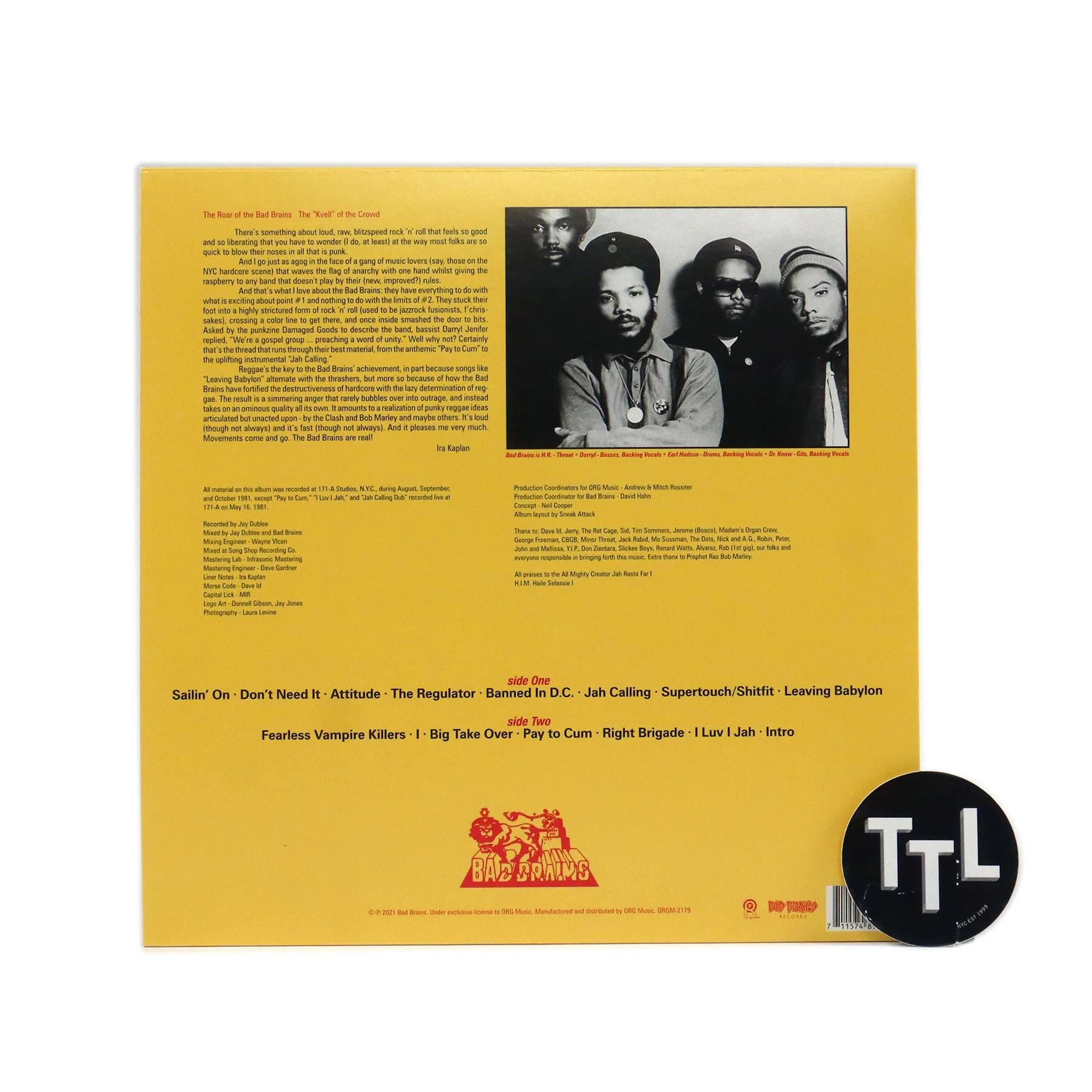Bad Brains: Bad Brains (Black & Yellow Colored Vinyl) Vinyl LP - Image 3