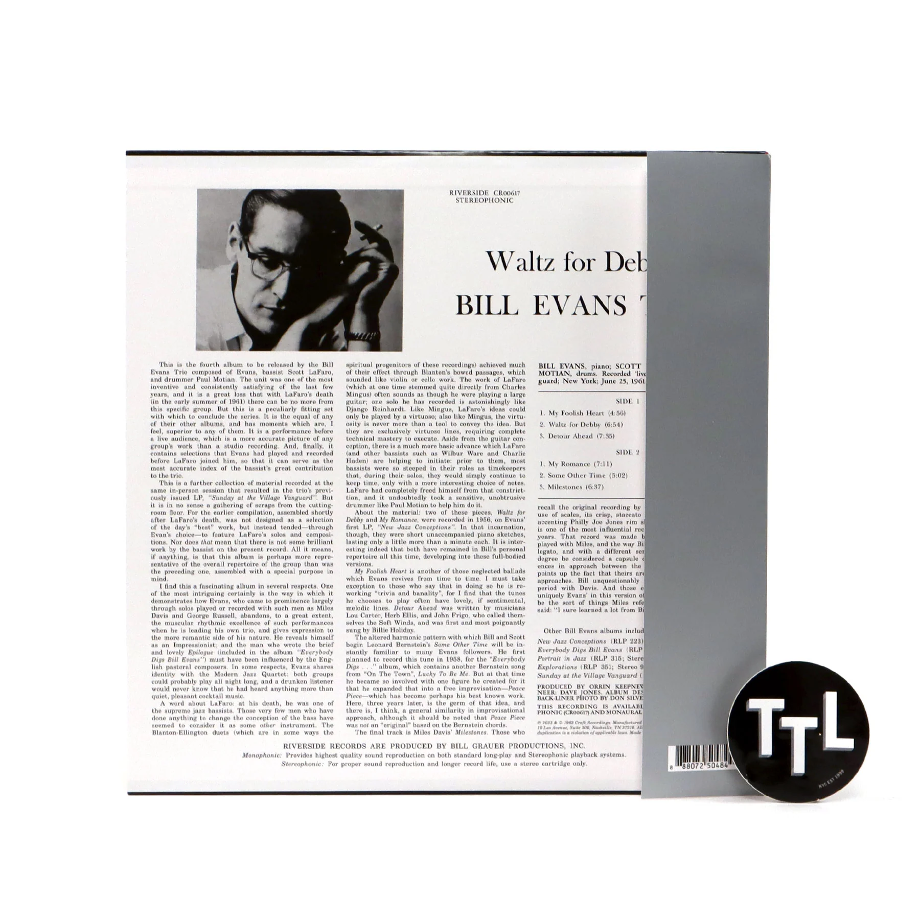 Bill Evans Trio: Waltz For Debby (Original Jazz Classics 180g) Vinyl LP - Image 2