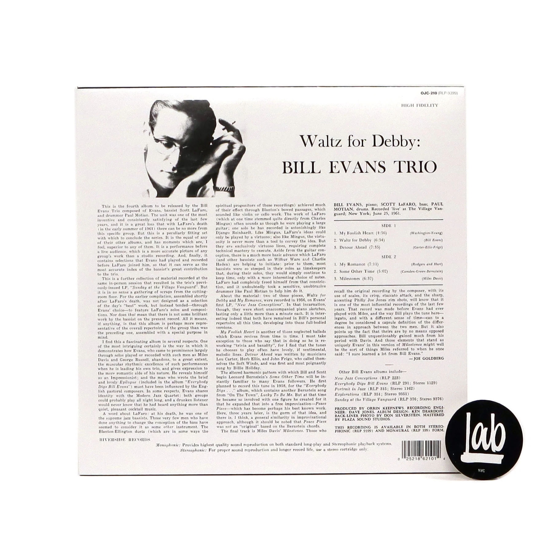 Bill Evans Trio: Waltz For Debby Vinyl LP - Image 2