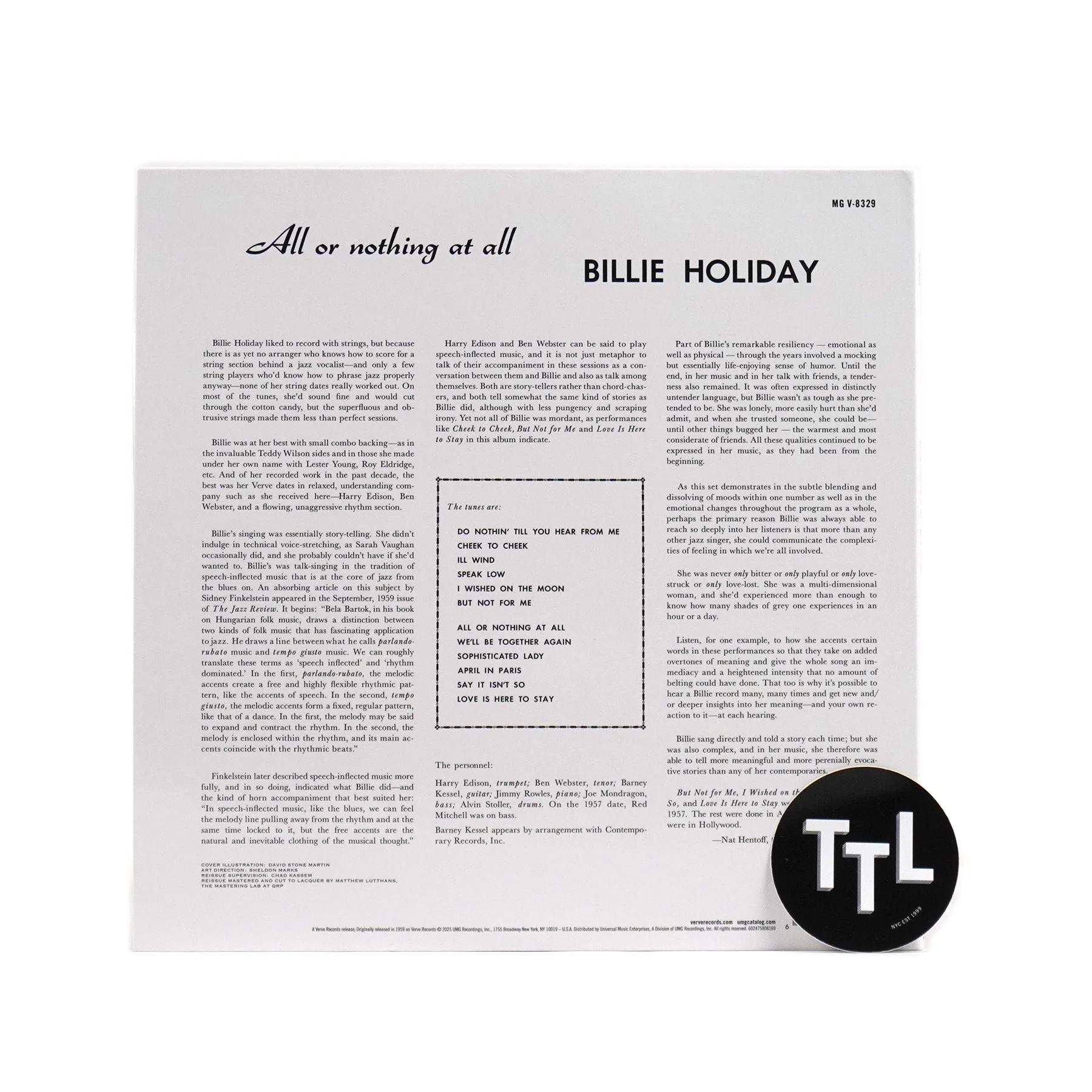 Billie Holiday: All Or Nothing At All (Acoustic Sounds 180g) Vinyl LP - Image 3