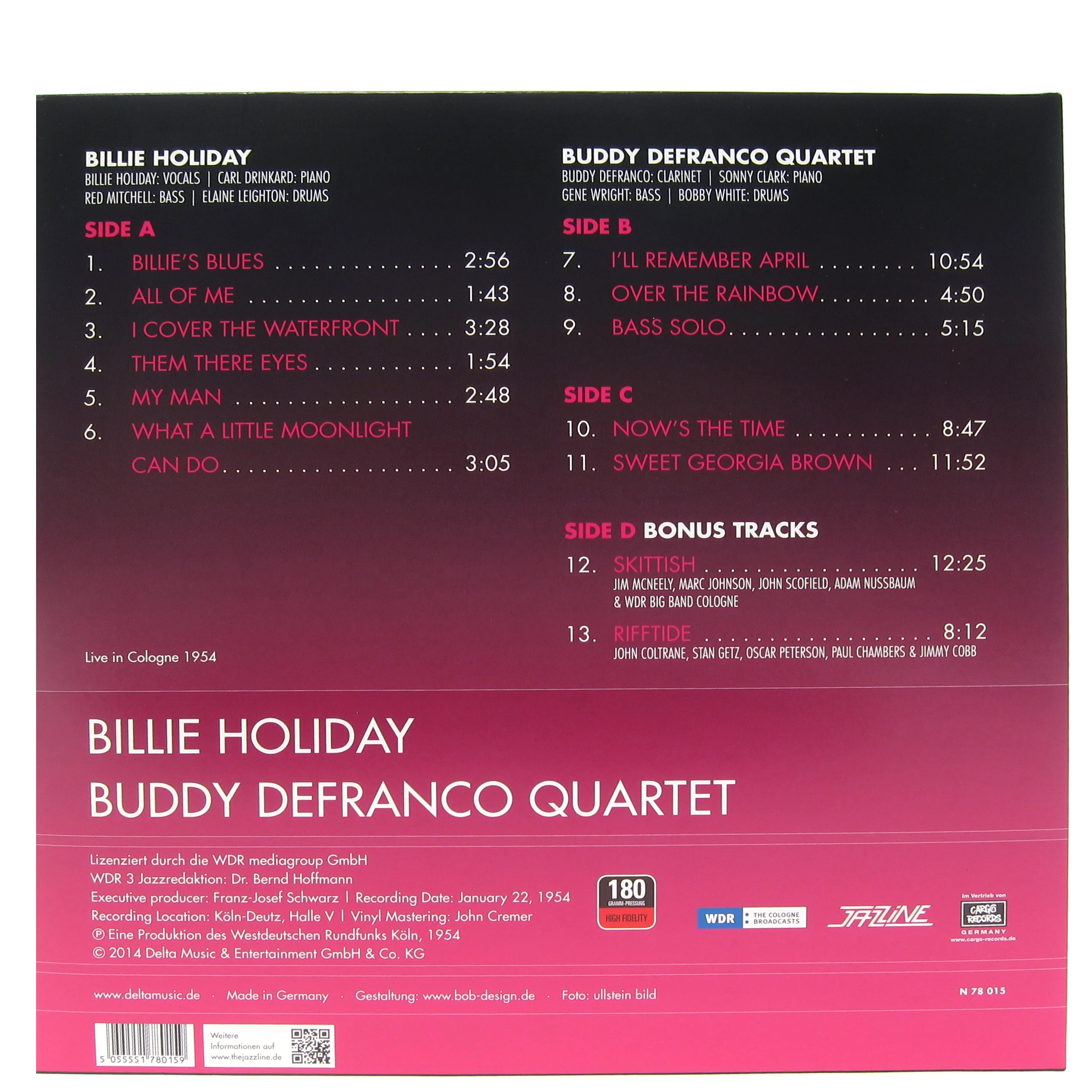 Billie Holiday / Buddy DeFranco Quartet: Live In Cologne 1954 Vinyl LP - Image 3