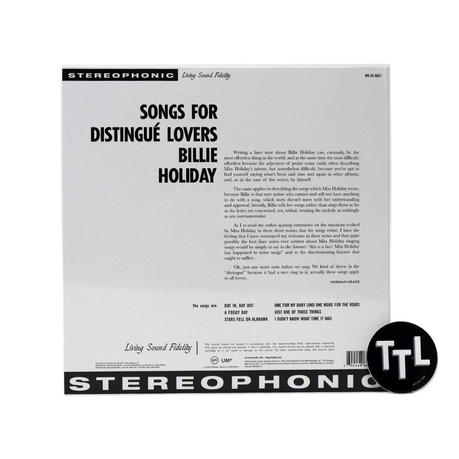 Billie Holiday: Songs For Distingue Lovers (Acoustic Sounds 180g) Vinyl LP - Image 3