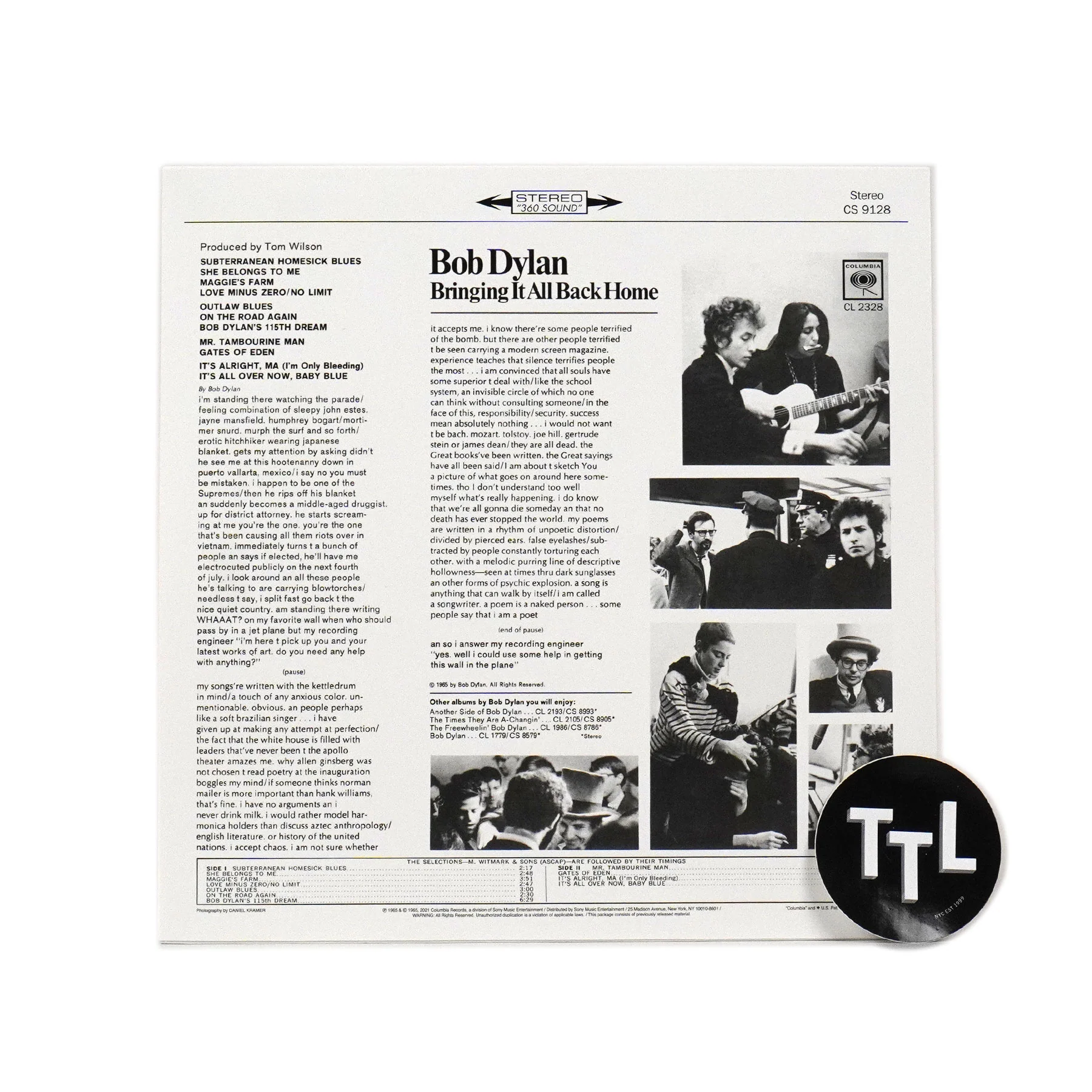 Bob Dylan: Bringing It All Back Home Vinyl LP - Image 2