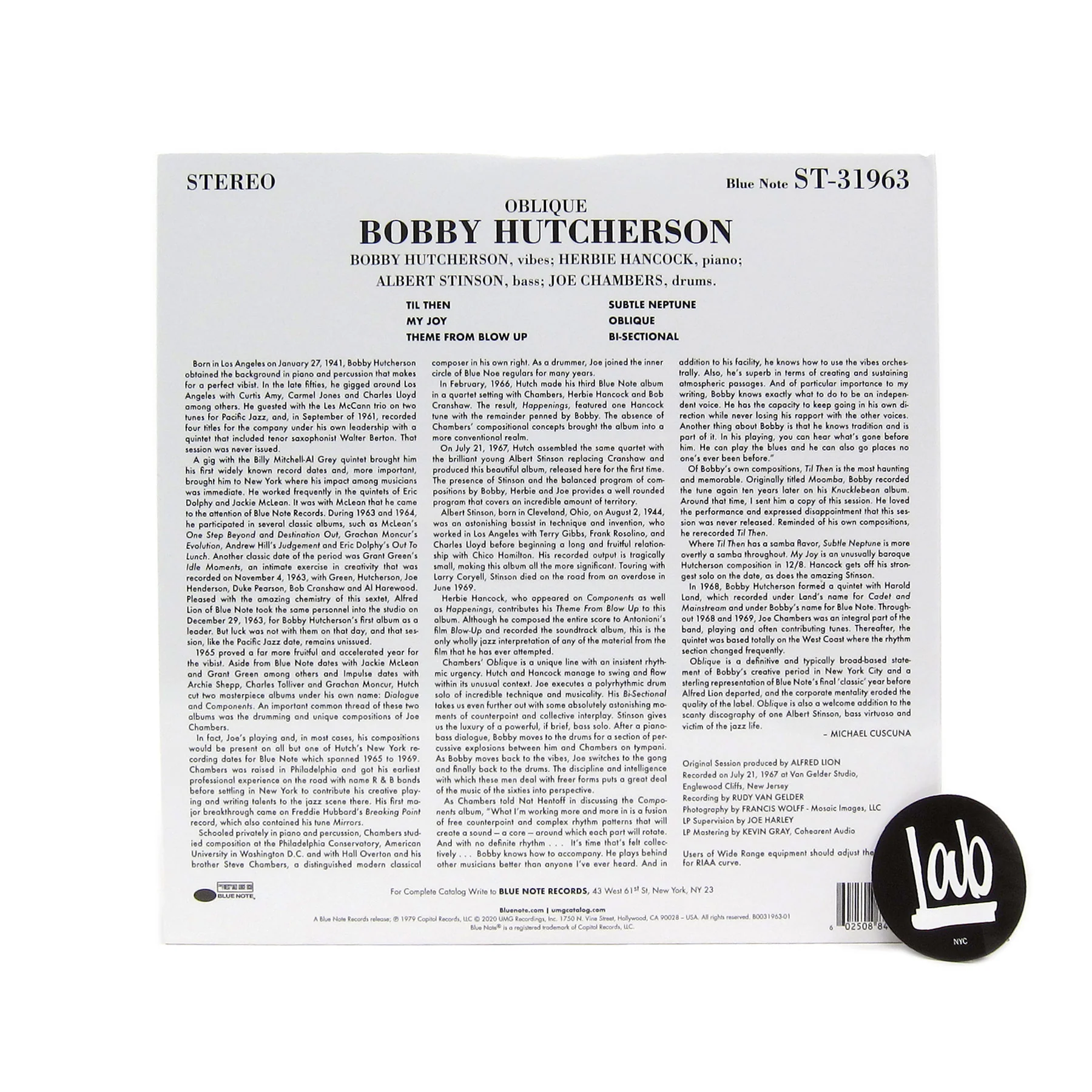 Bobby Hutcherson: Oblique (Tone Poet 180g) Vinyl LP - Image 3