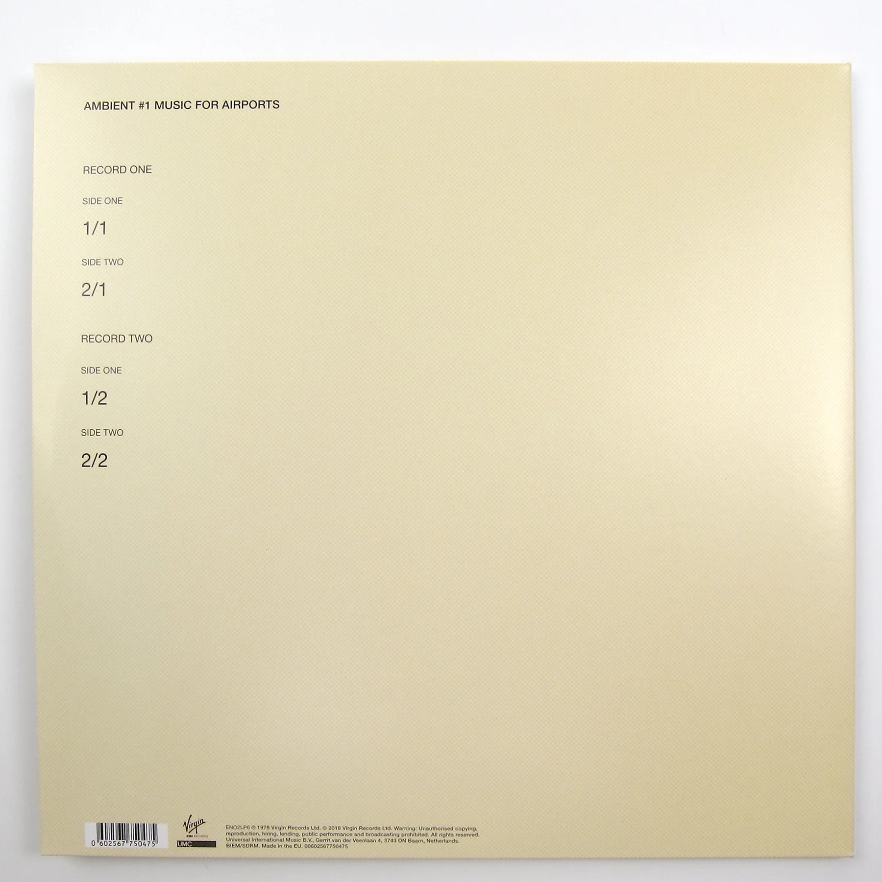 Brian Eno: Ambient 1 - Music For Airports (180g) Vinyl 2LP - Image 3