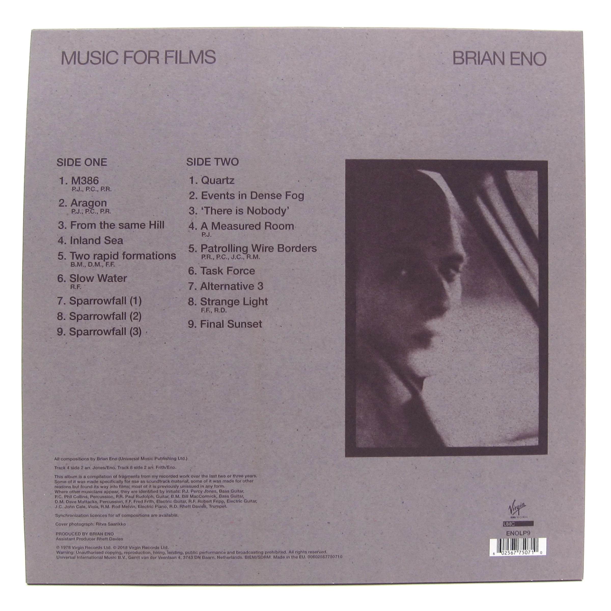 Brian Eno: Music For Films (180g) Vinyl LP - Image 2
