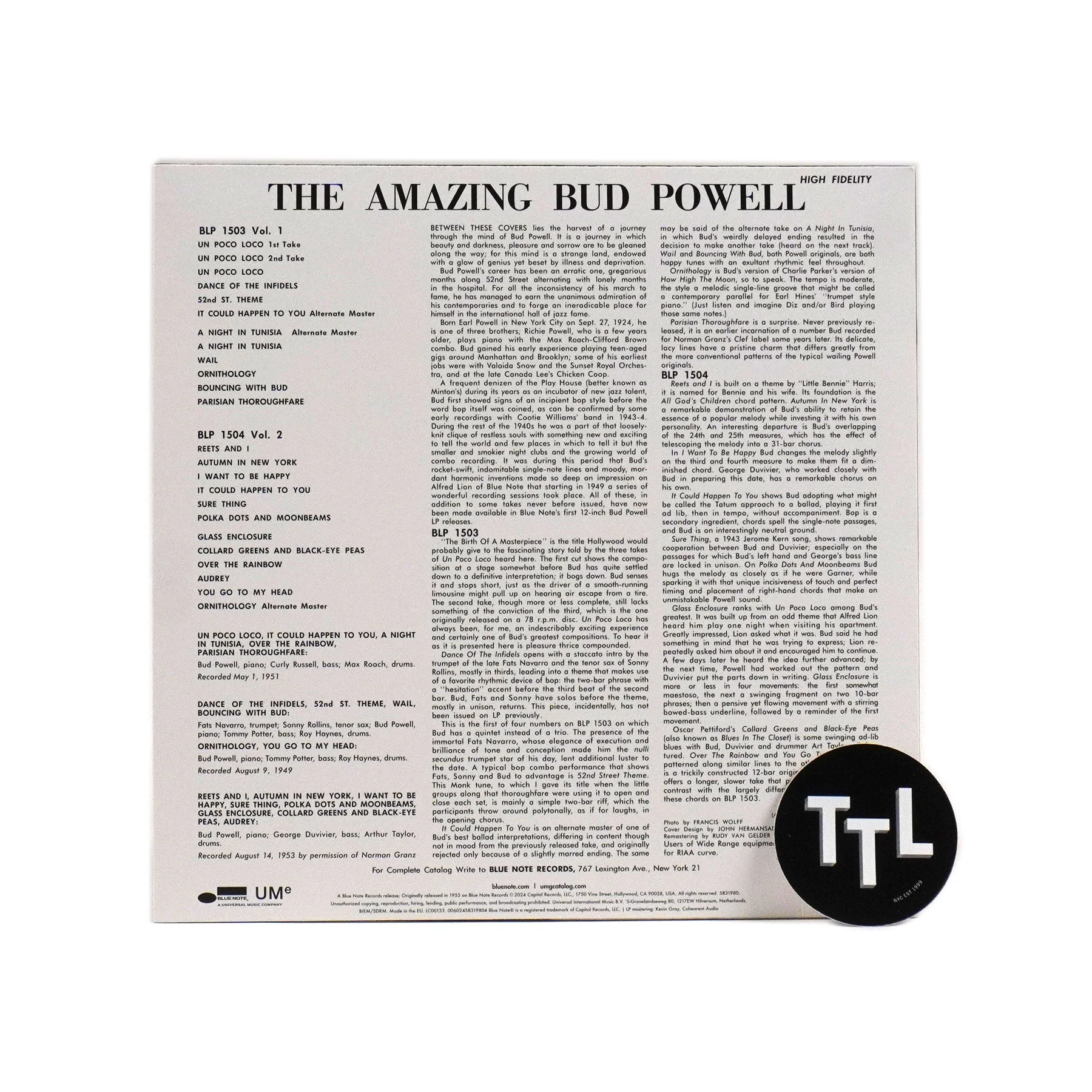 Bud Powell: The Amazing Bud Powell Volume 1 (180g, Mono) Vinyl LP - Image 2