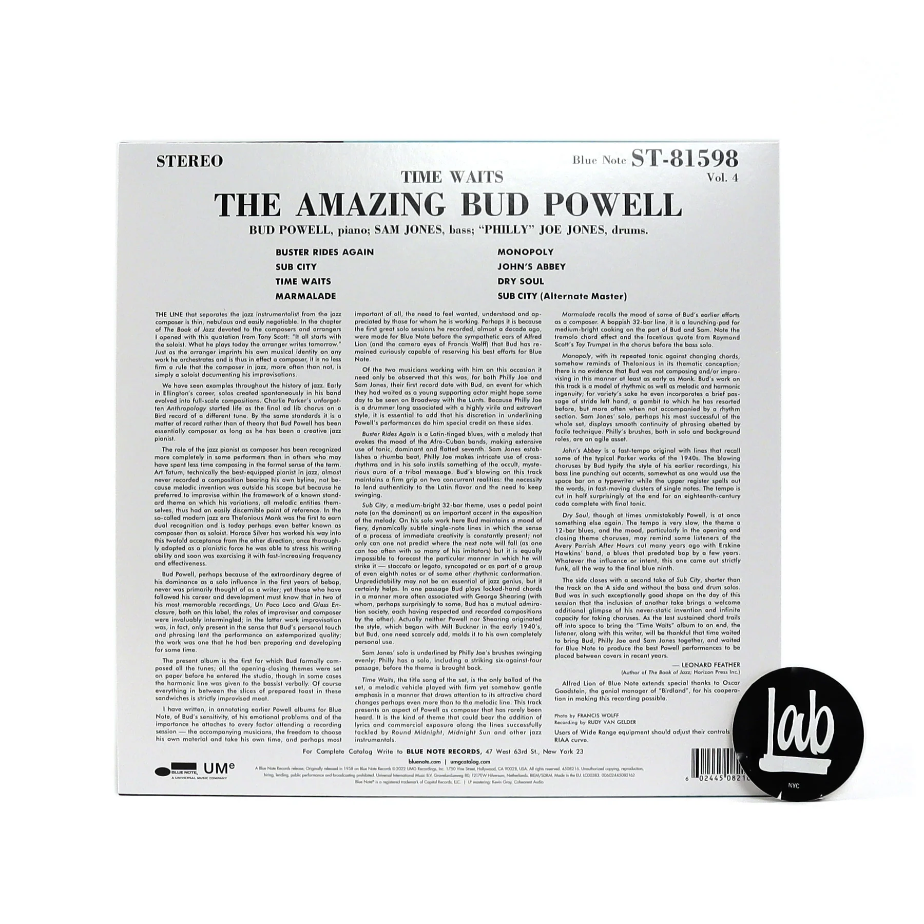 Bud Powell: Time Waits - The Amazing Bud Powell (180g) Vinyl LP - Image 2