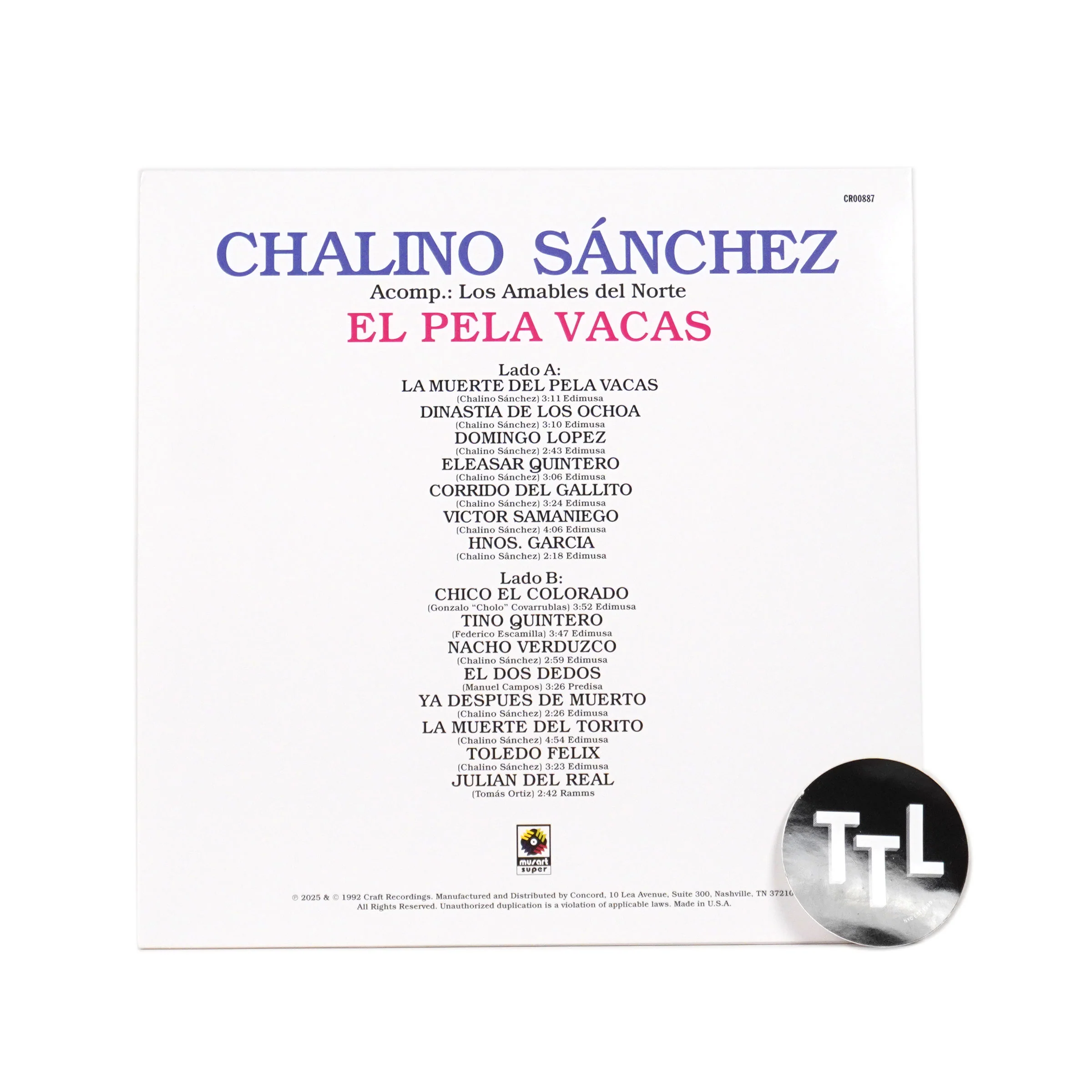 Chalino Sanchez: El Pela Vacas Vinyl LP - Image 2