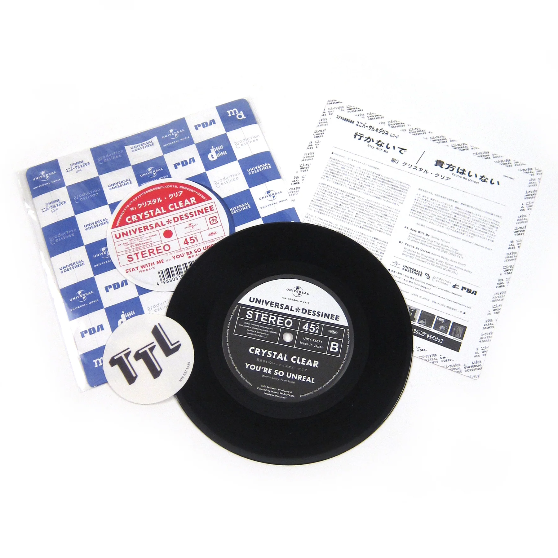 Crystal Clear: Stay With Me / You're So Unreal (JP Import) Vinyl 7" - Image 2