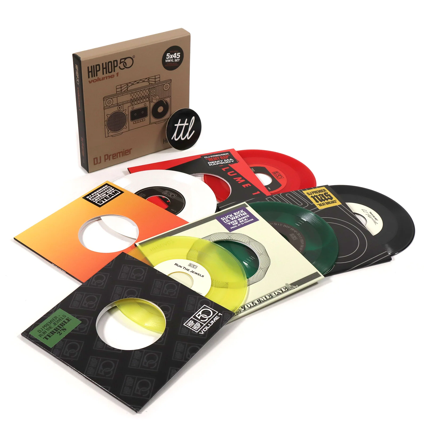 DJ Premier: Hip Hop 50 Vol.1 (Colored Vinyl) Vinyl 5x7" Boxset - Image 2