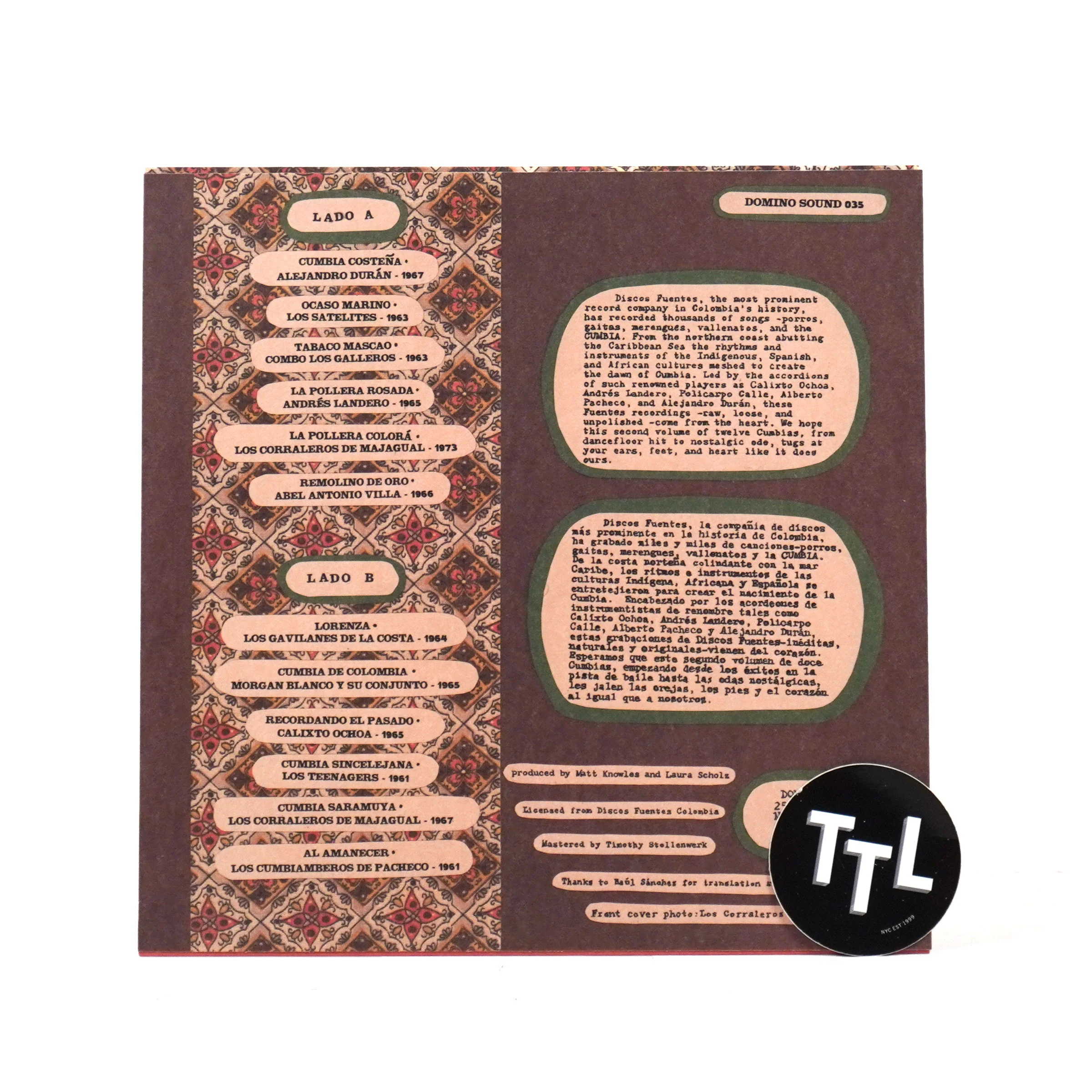 Domino Sound: Remolino De Oro - Coastal Cumbias From Colombia's Discos Fuentes 1961-1973 Vinyl LP - Image 2