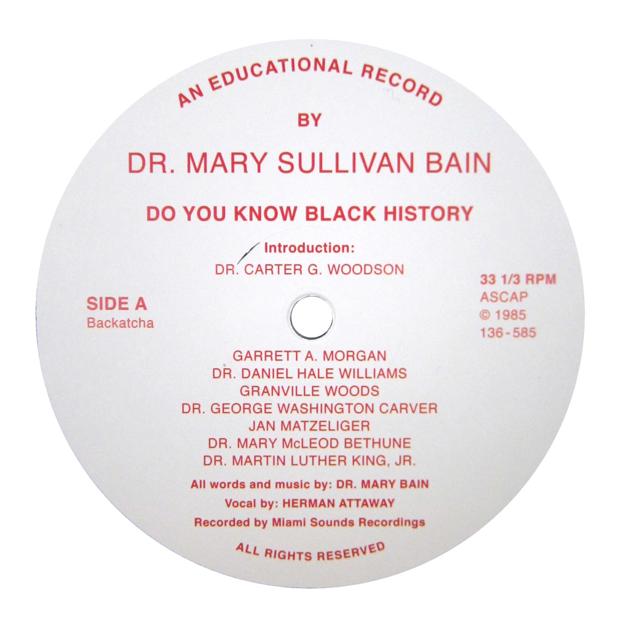 Dr. Mary Sullivan Bain: Do You Know Black History Vinyl 12"