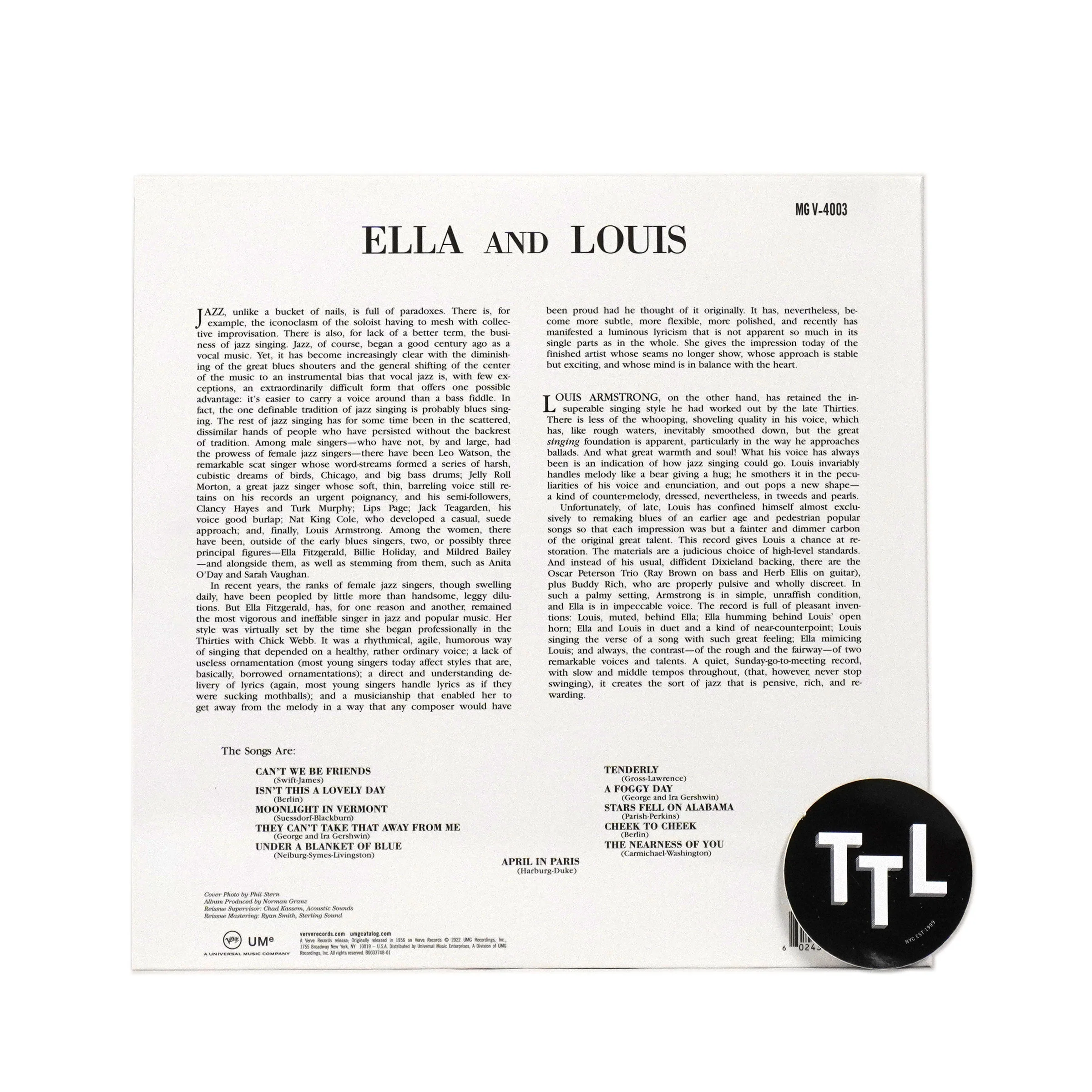 Ella Fitzgerald & Louis Armstrong: Ella & Louis (Acoustic Sounds 180g) Vinyl LP - Image 3