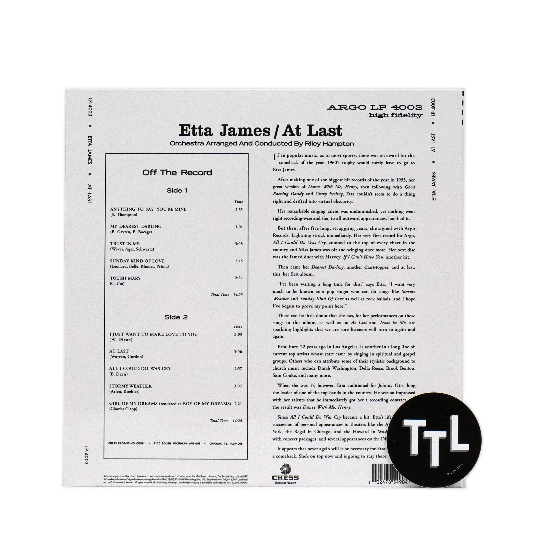 Etta James: At Last (Acoustic Sounds 180g) Vinyl LP - Image 3