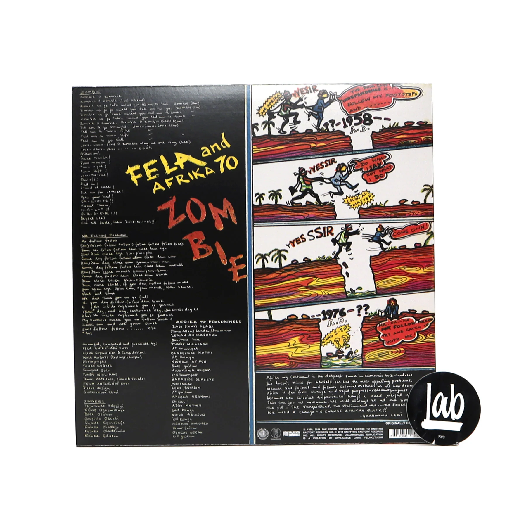 Fela Kuti And Afrika 70: Zombie Vinyl LP - Image 3