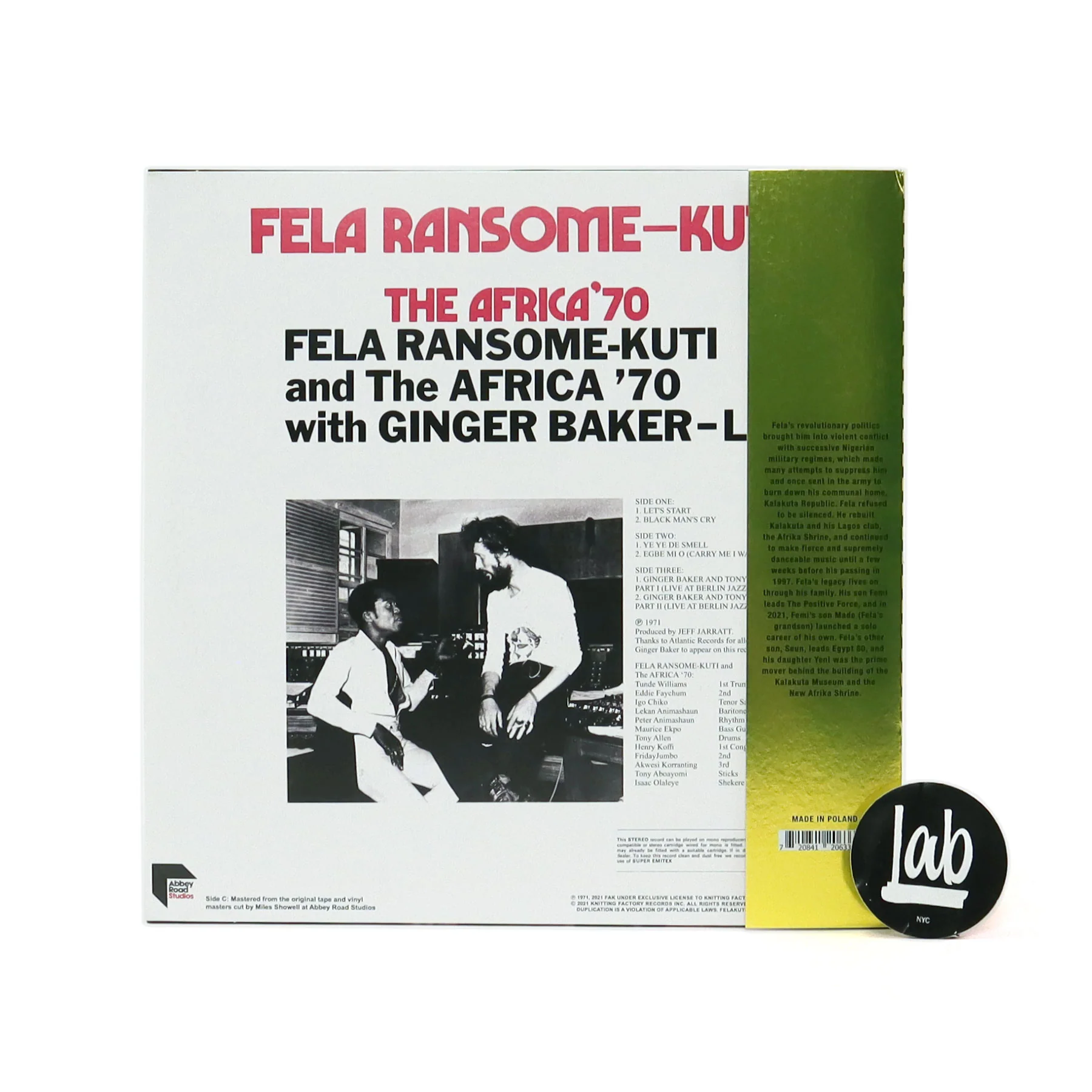 Fela Kuti: Fela Live With Ginger Baker - Deluxe Edition (Colored Vinyl) Vinyl 2LP - Image 4