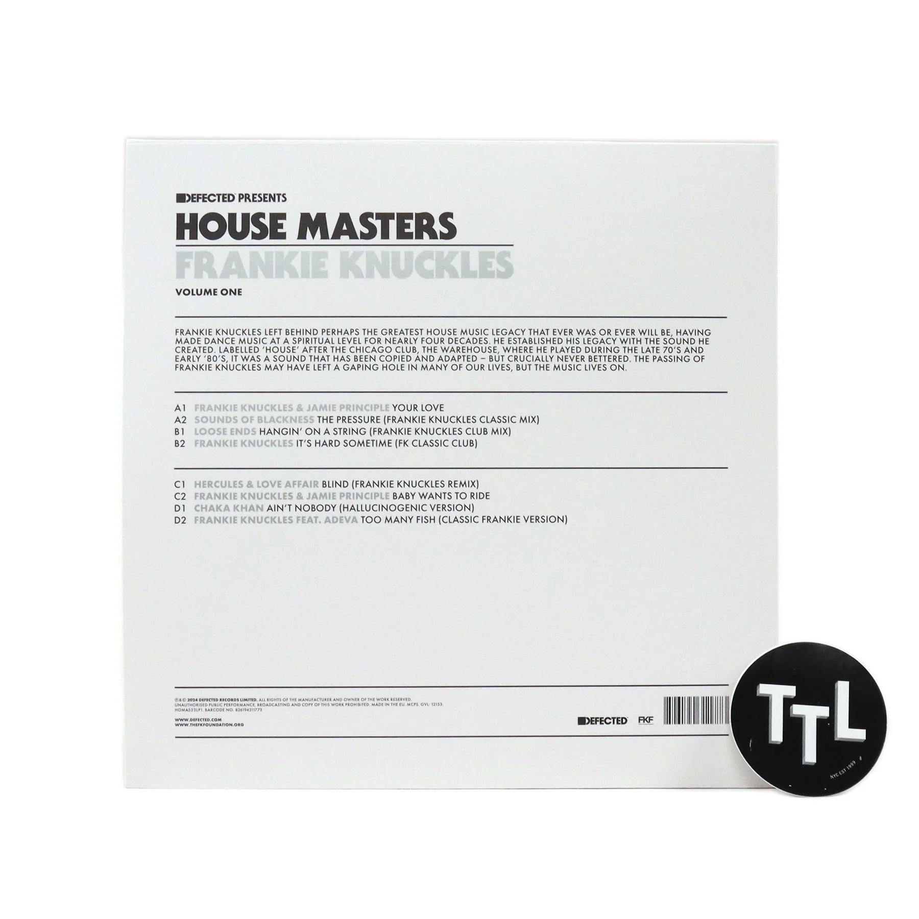 Frankie Knuckles: House Masters Vol.1 Vinyl 2LP - Image 3