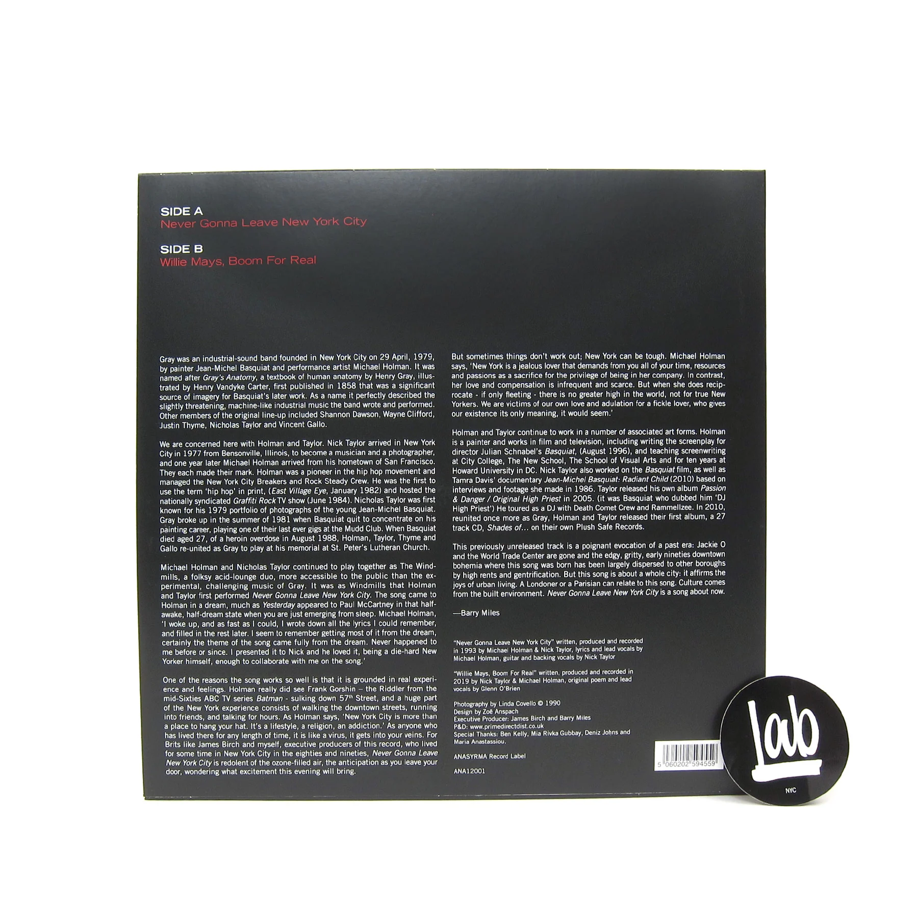 Gray: Never Gonna Leave New York City Vinyl 12" - Image 2