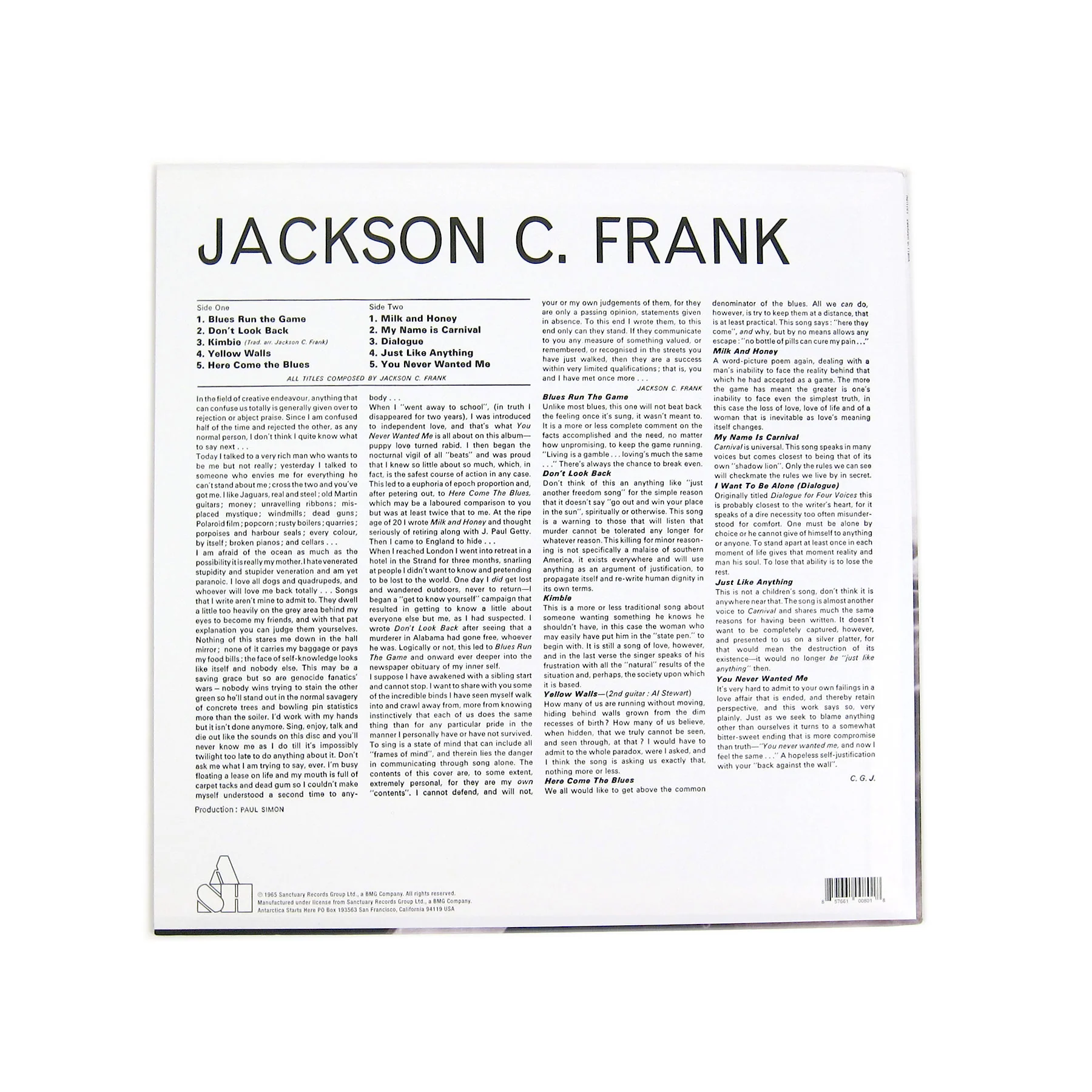 Jackson C. Frank: Jackson C. Frank Vinyl LP - Image 3