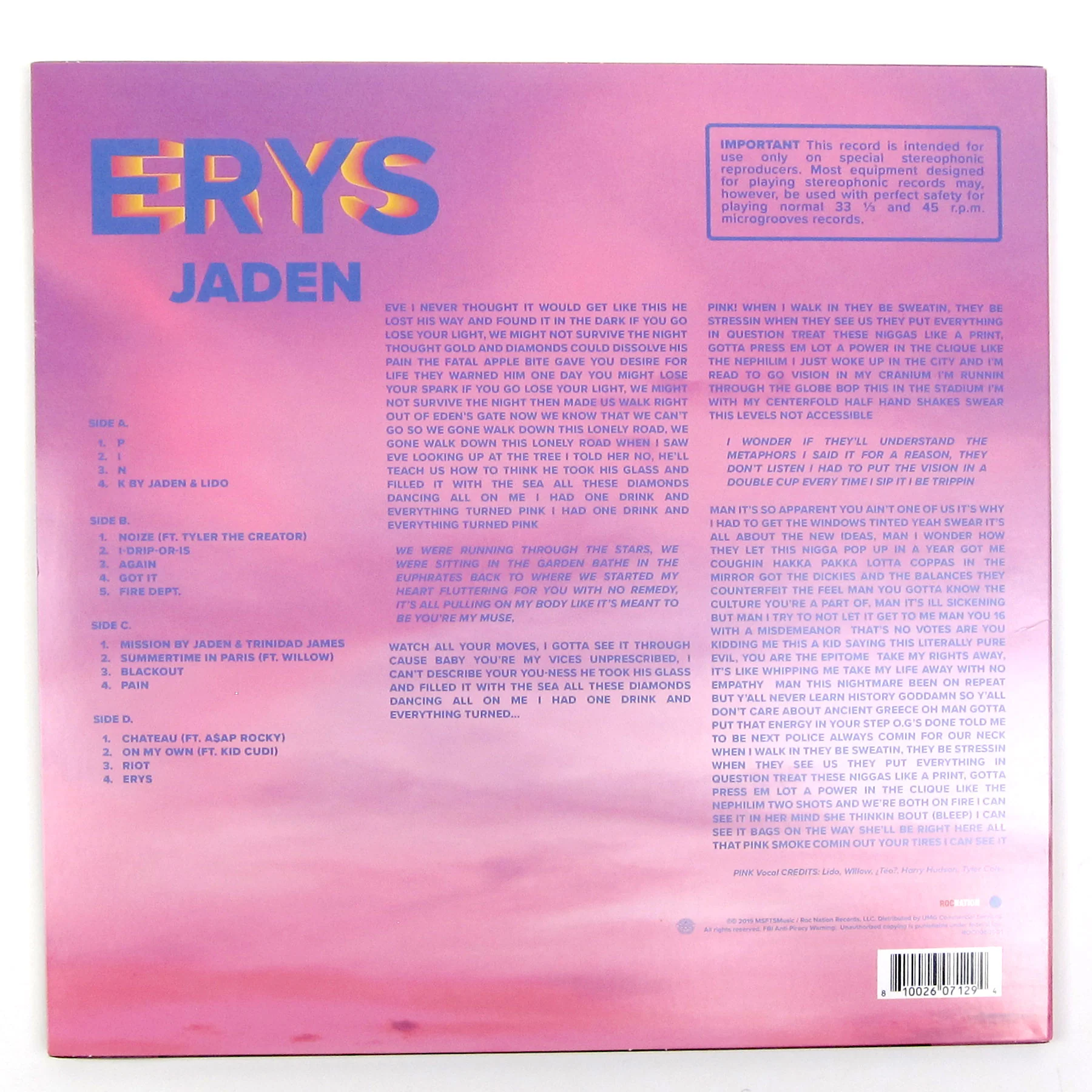 Jaden: ERYS Vinyl 2LP - Image 4