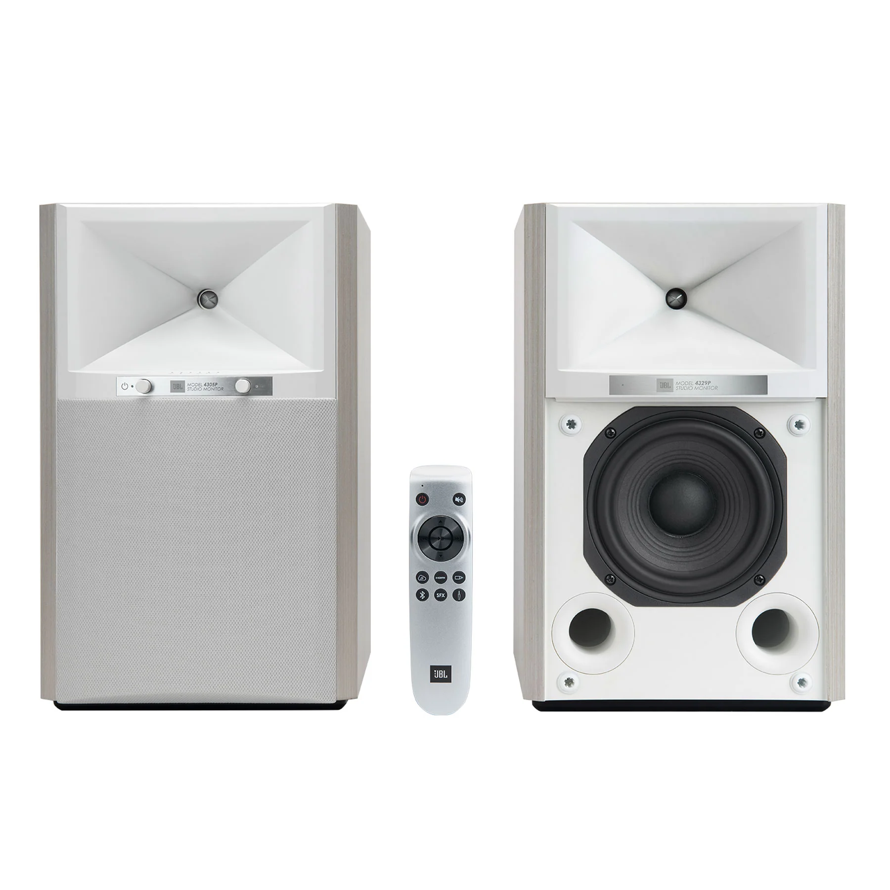 JBL: 4305P Powered Bookshelf Speakers w/ Streaming - Pair / White - Image 2