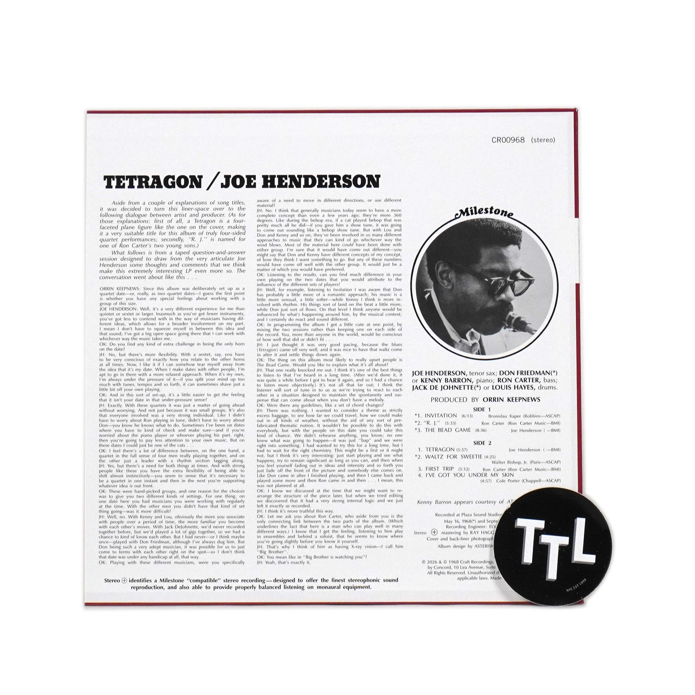 Joe Henderson: Tetragon (180g, Jazz Dispensary Top Shelf) Vinyl LP - Image 2