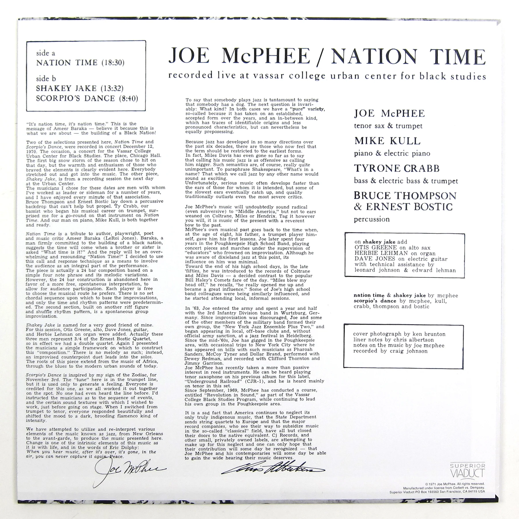 Joe McPhee: Nation Time Vinyl LP - Image 3