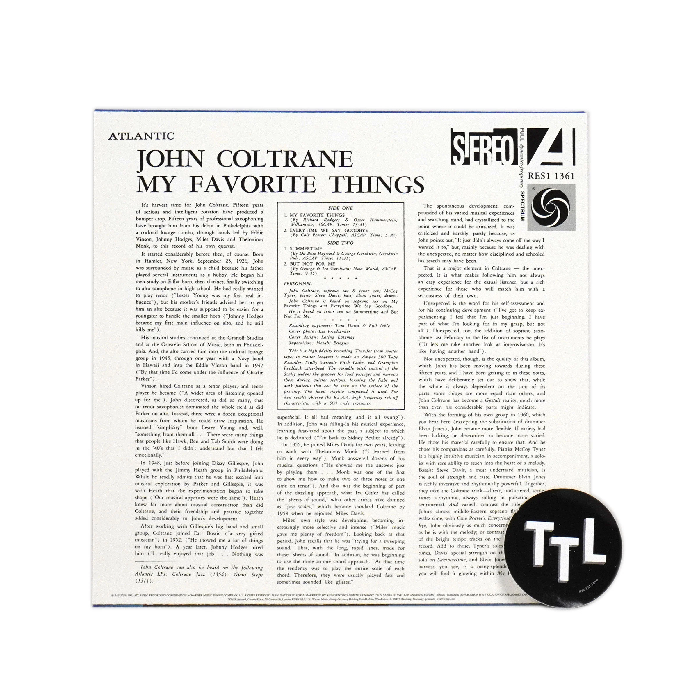 John Coltrane: My Favorite Things (Rhino Reserve 180g) Vinyl LP - Image 2