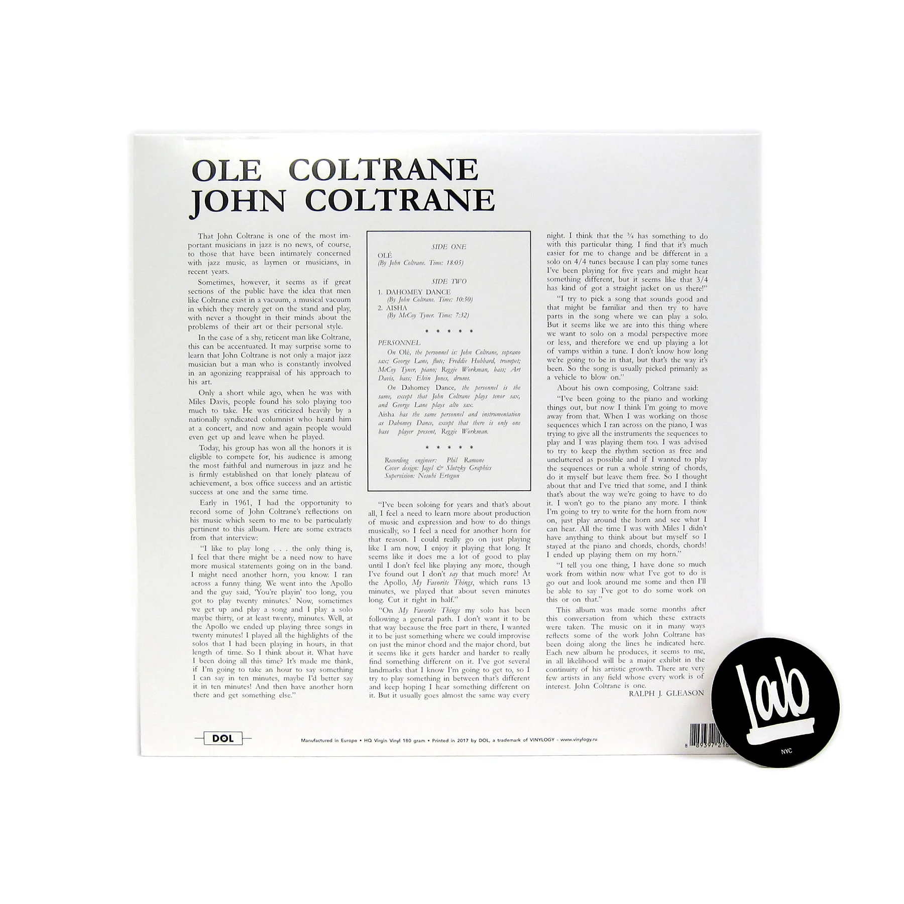 John Coltrane: Ole Coltrane (180g) Vinyl LP - Image 3