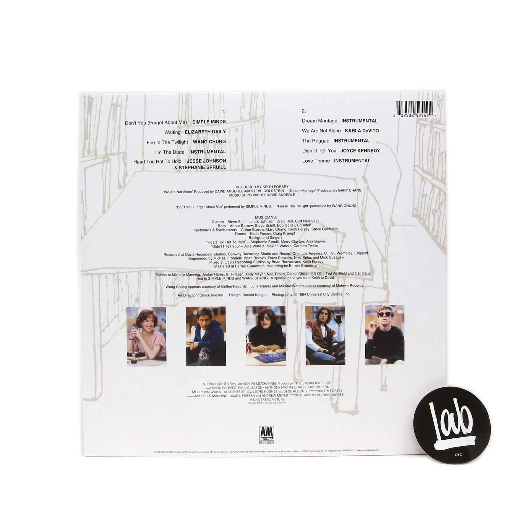 John Hughes: The Breakfast Club Original Soundtrack Vinyl LP - Image 2