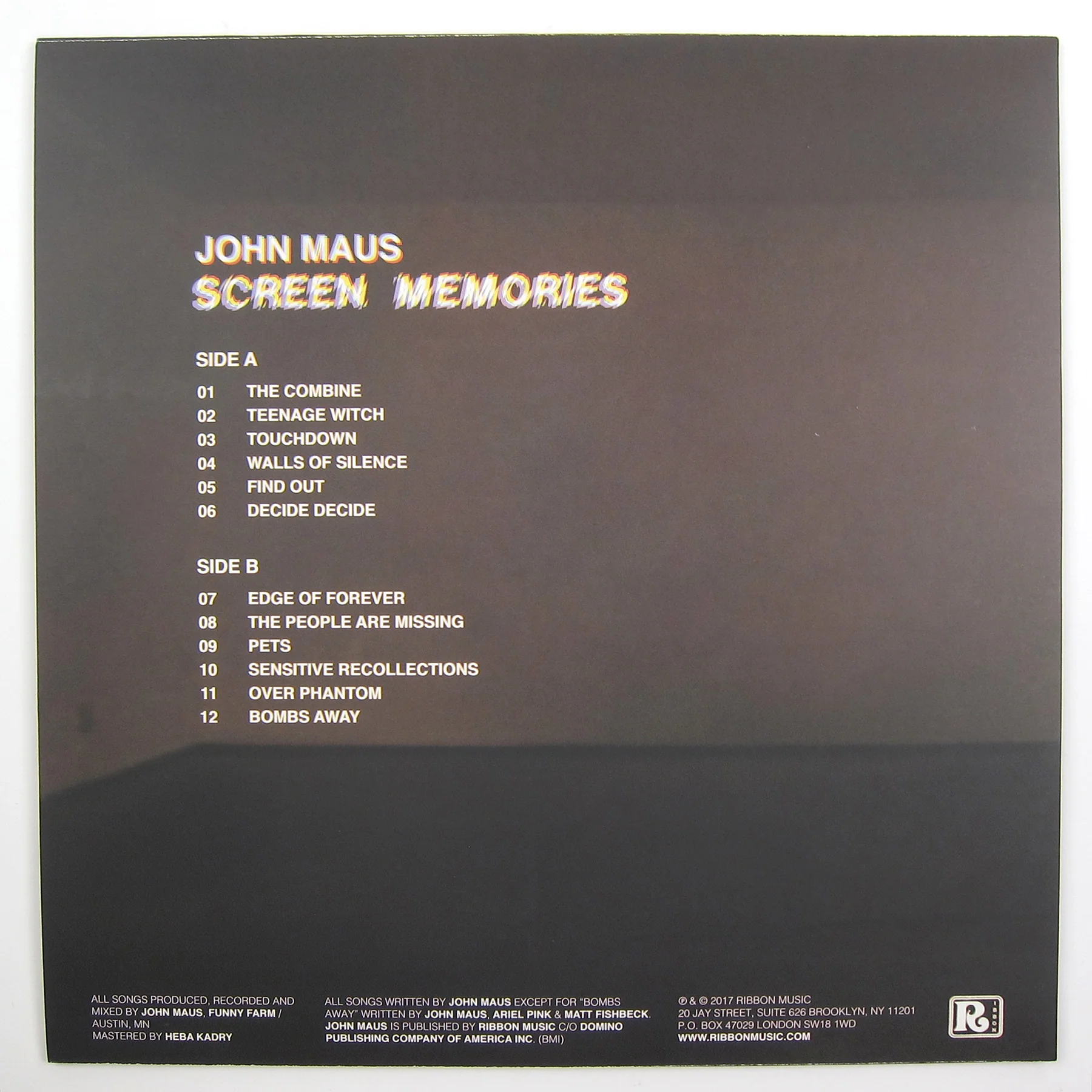 John Maus: Screen Memories (180g) Vinyl LP - Image 3
