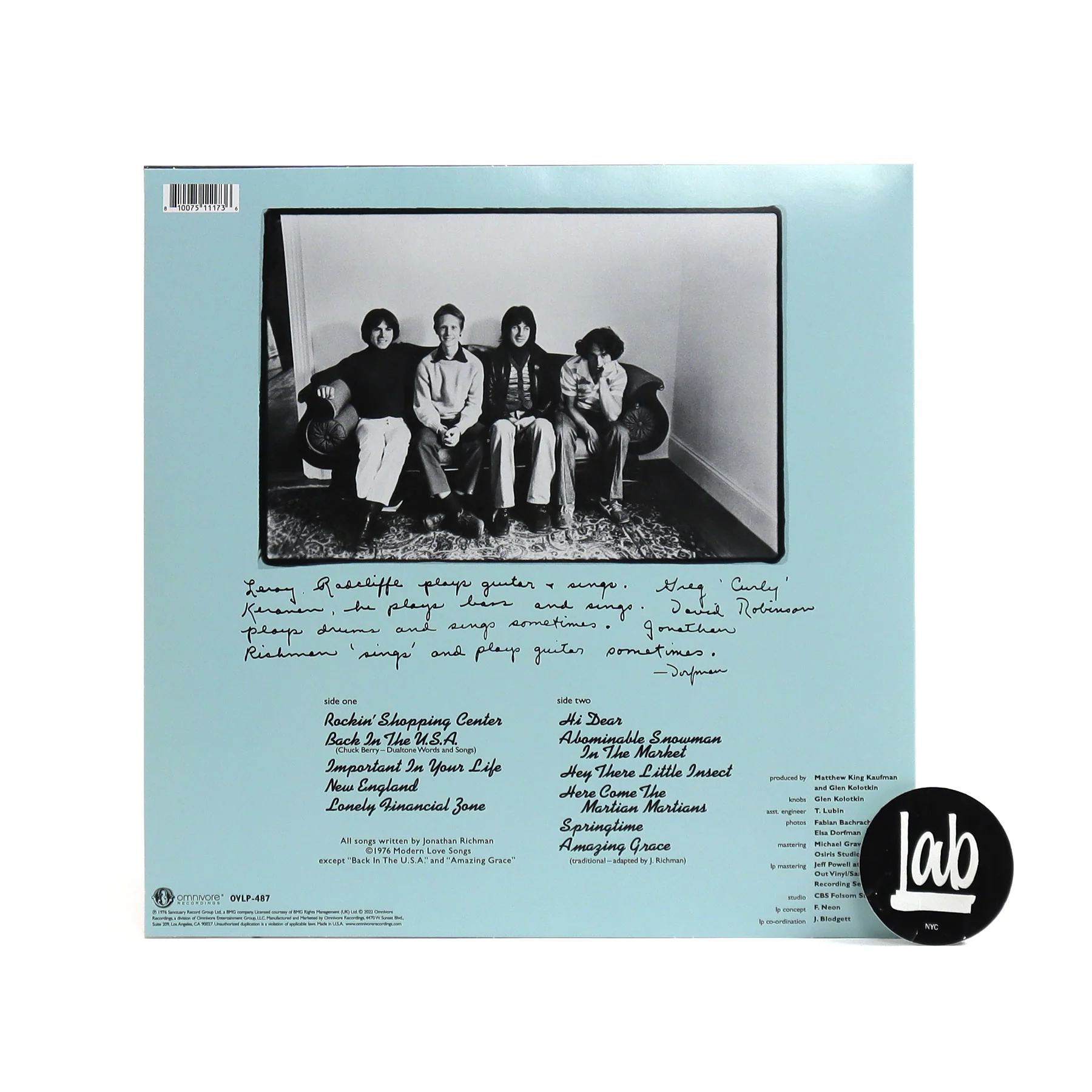 Jonathan Richman & The Modern Lovers: Jonathan Richman & The Modern Lovers Vinyl LP - Image 2
