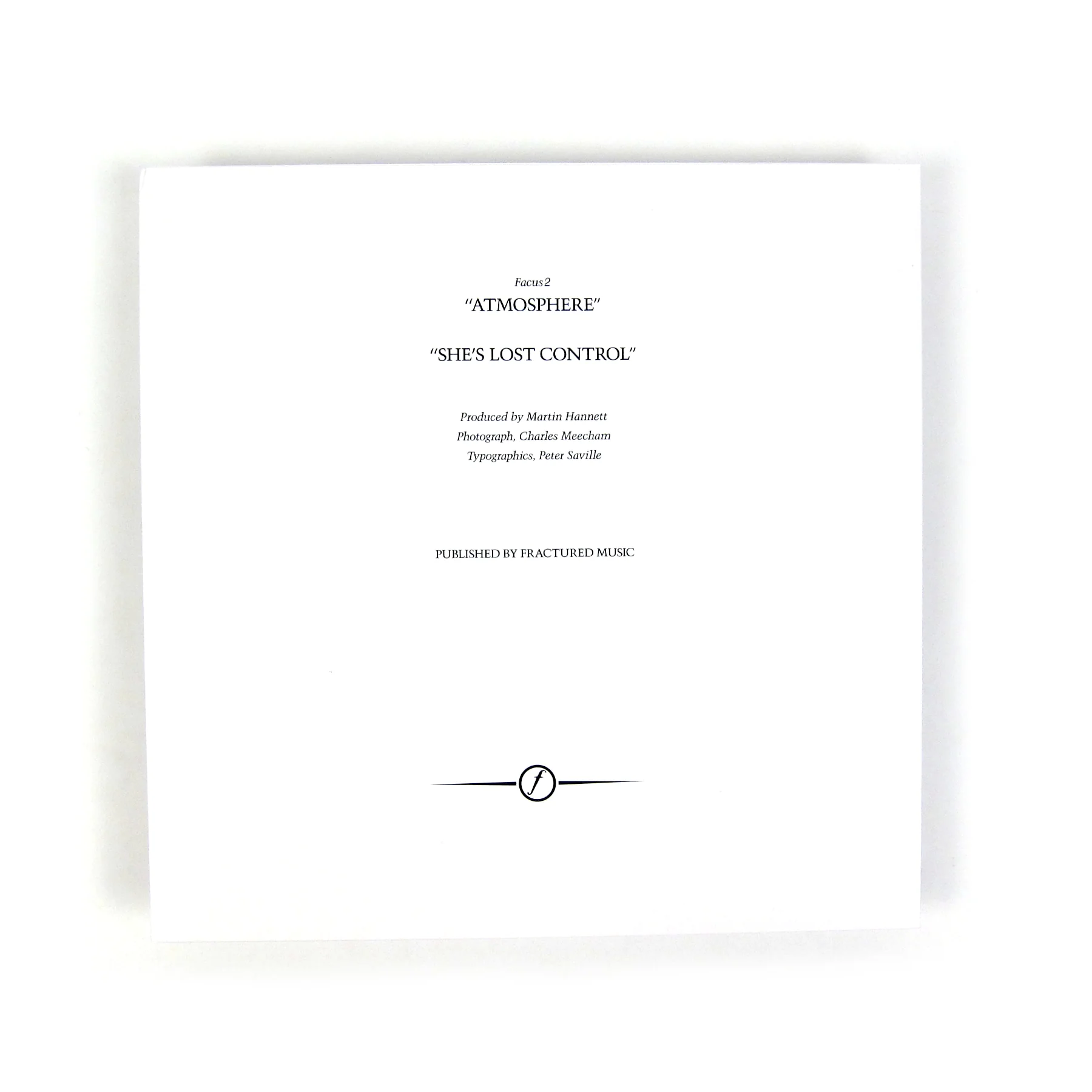 Joy Division: Atmosphere / She's Lost Control (180g) Vinyl 12" - Image 2