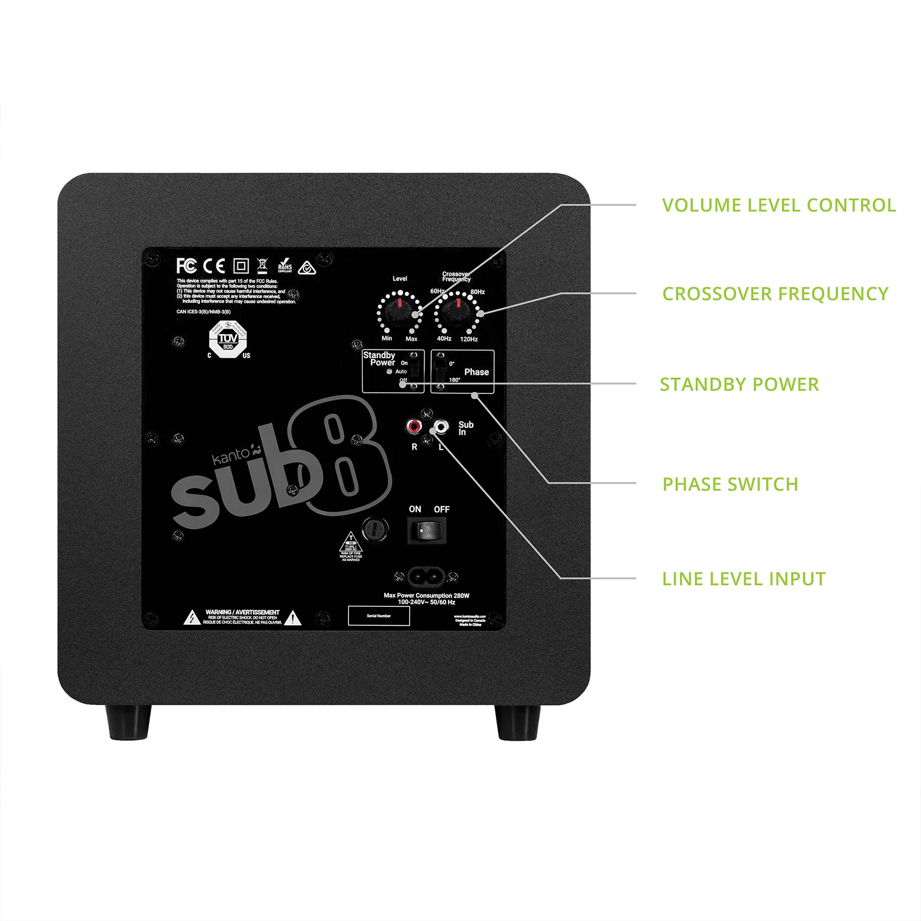 Kanto: SUB8V Powered Subwoofer - Matte Black (SUB8VMB) - Image 3