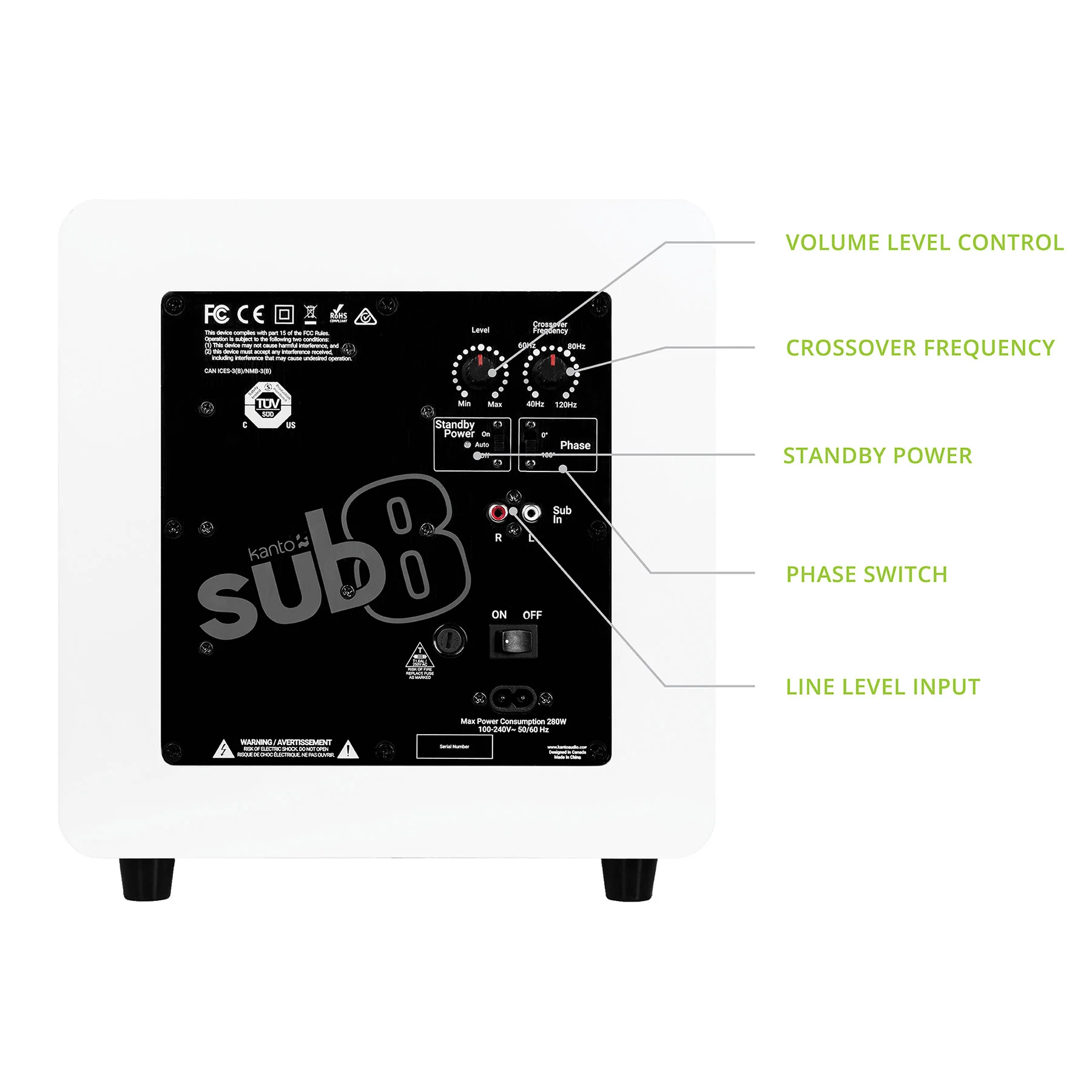 Kanto: SUB8V Powered Subwoofer - Matte White (SUB8VMW) - Image 3