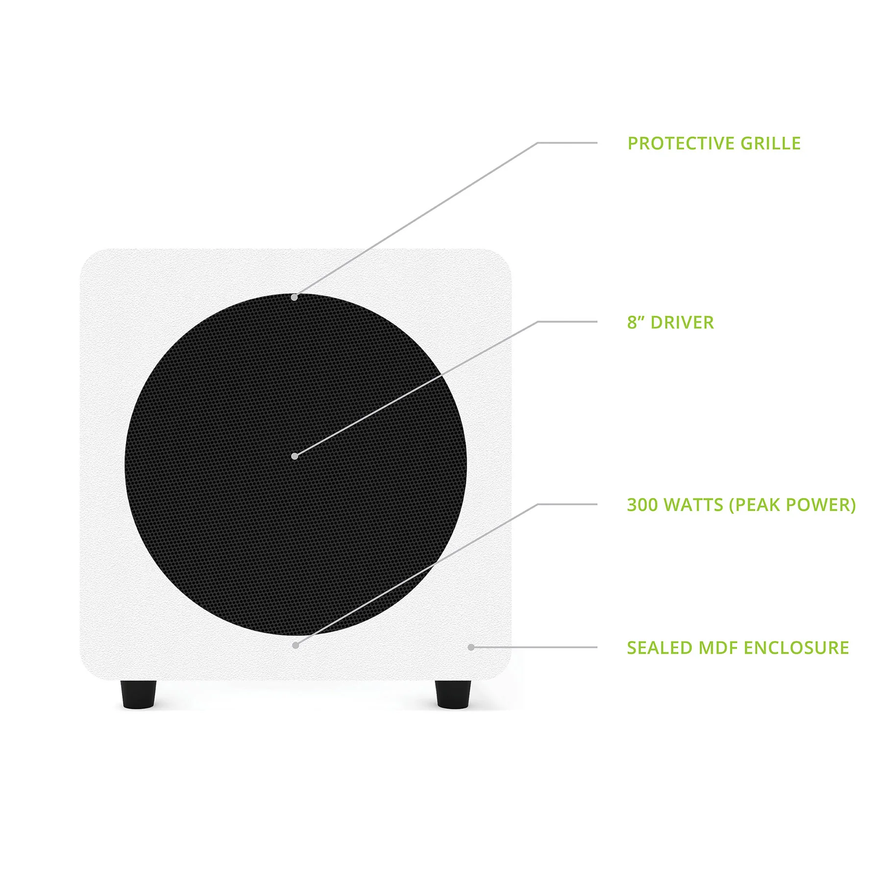 Kanto: SUB8V Powered Subwoofer - Matte White (SUB8VMW) - Image 4