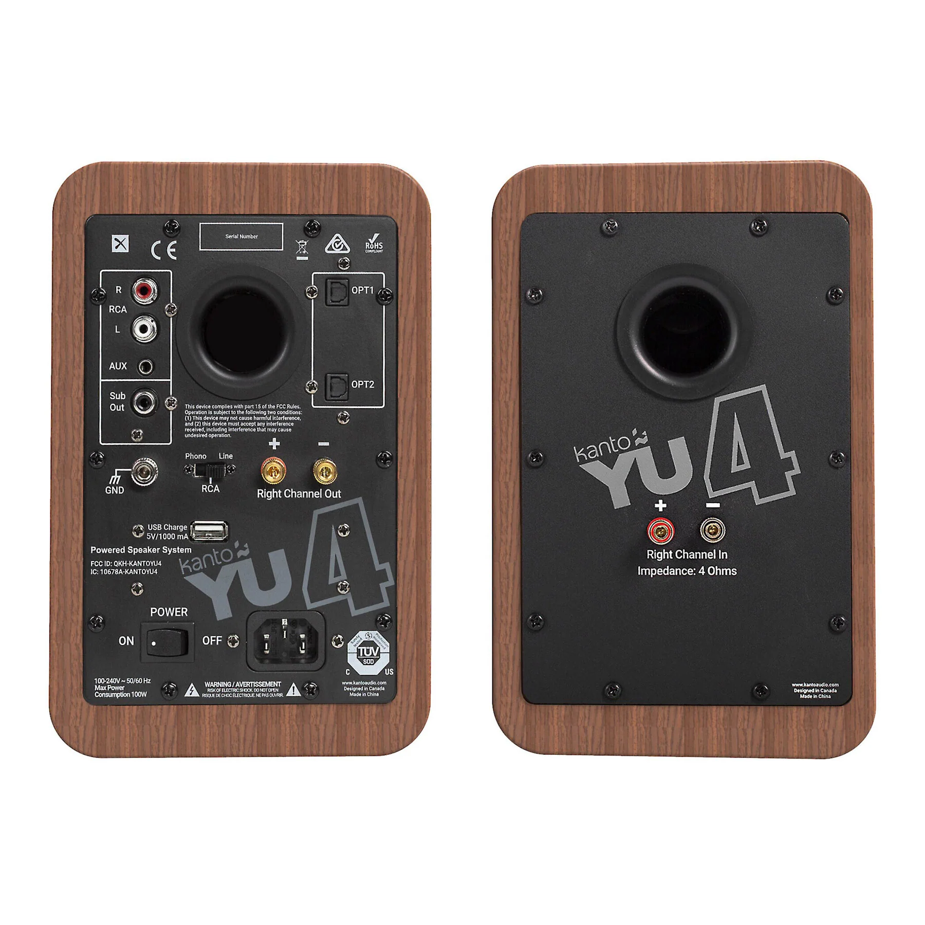 Kanto: YU4 Powered Bookshelf Speakers - Walnut (YU4WALNUT) - Image 3