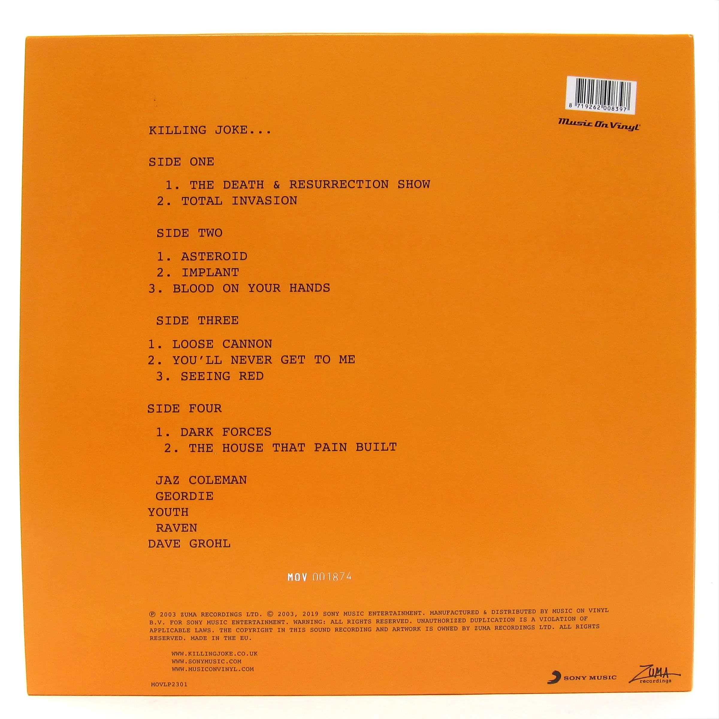 Killing Joke Feat. Dave Grohl: Killing Joke (Music On Vinyl 180g, Colored Vinyl) Vinyl 2LP - Image 4