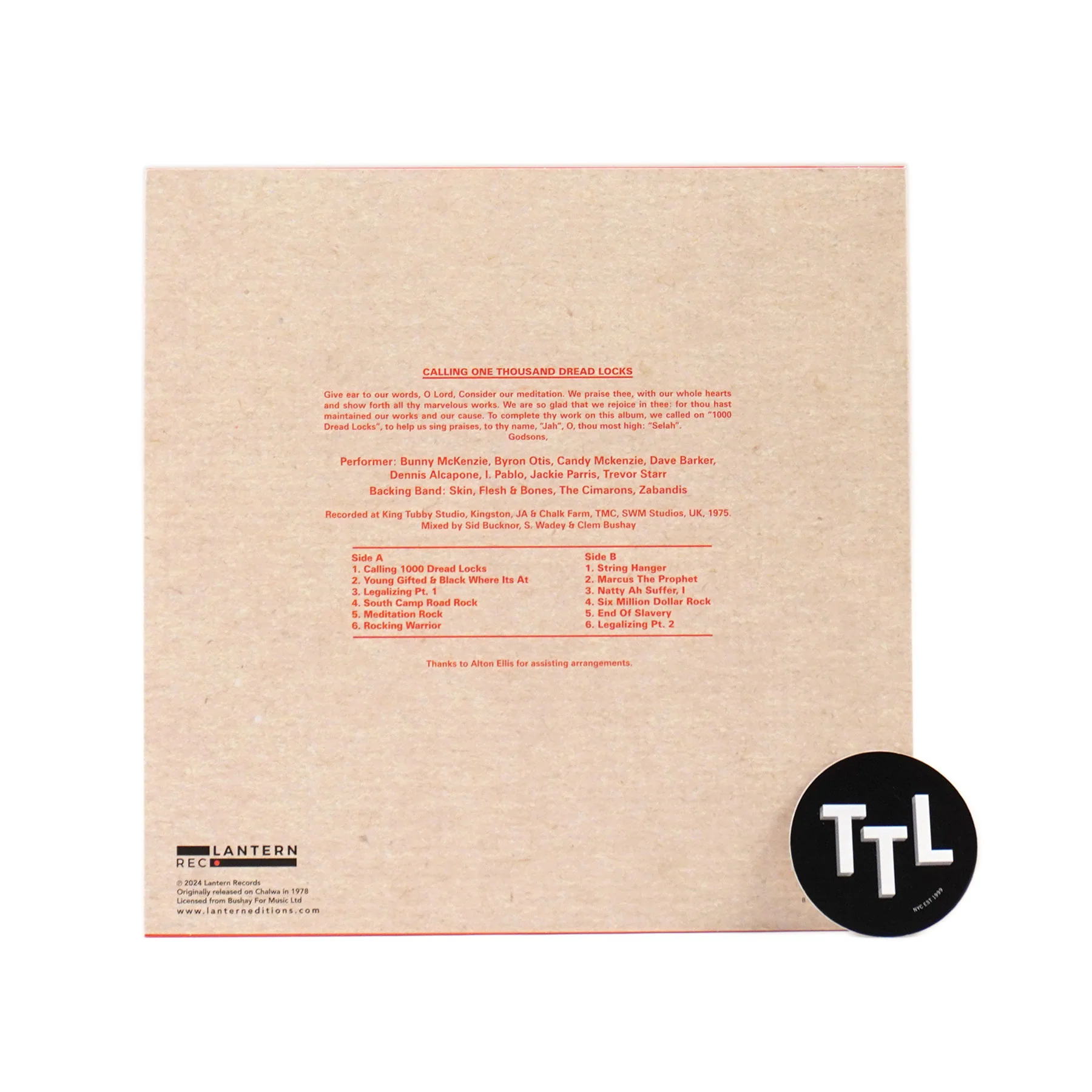 King Tubby: Calling One Thousand Dread Locks Vinyl LP - Image 2