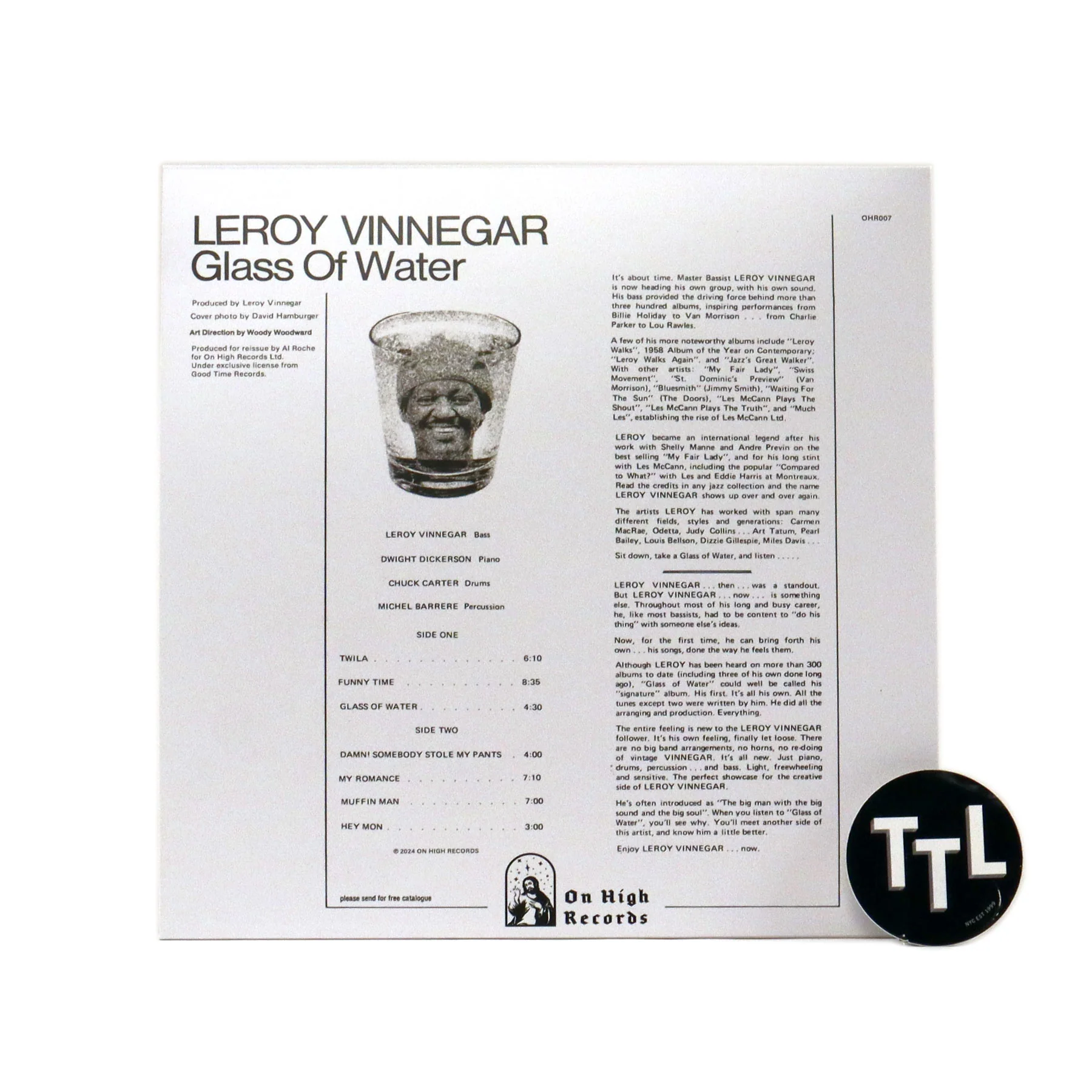 Leroy Vinnegar: Glass Of Water Vinyl LP - Image 2