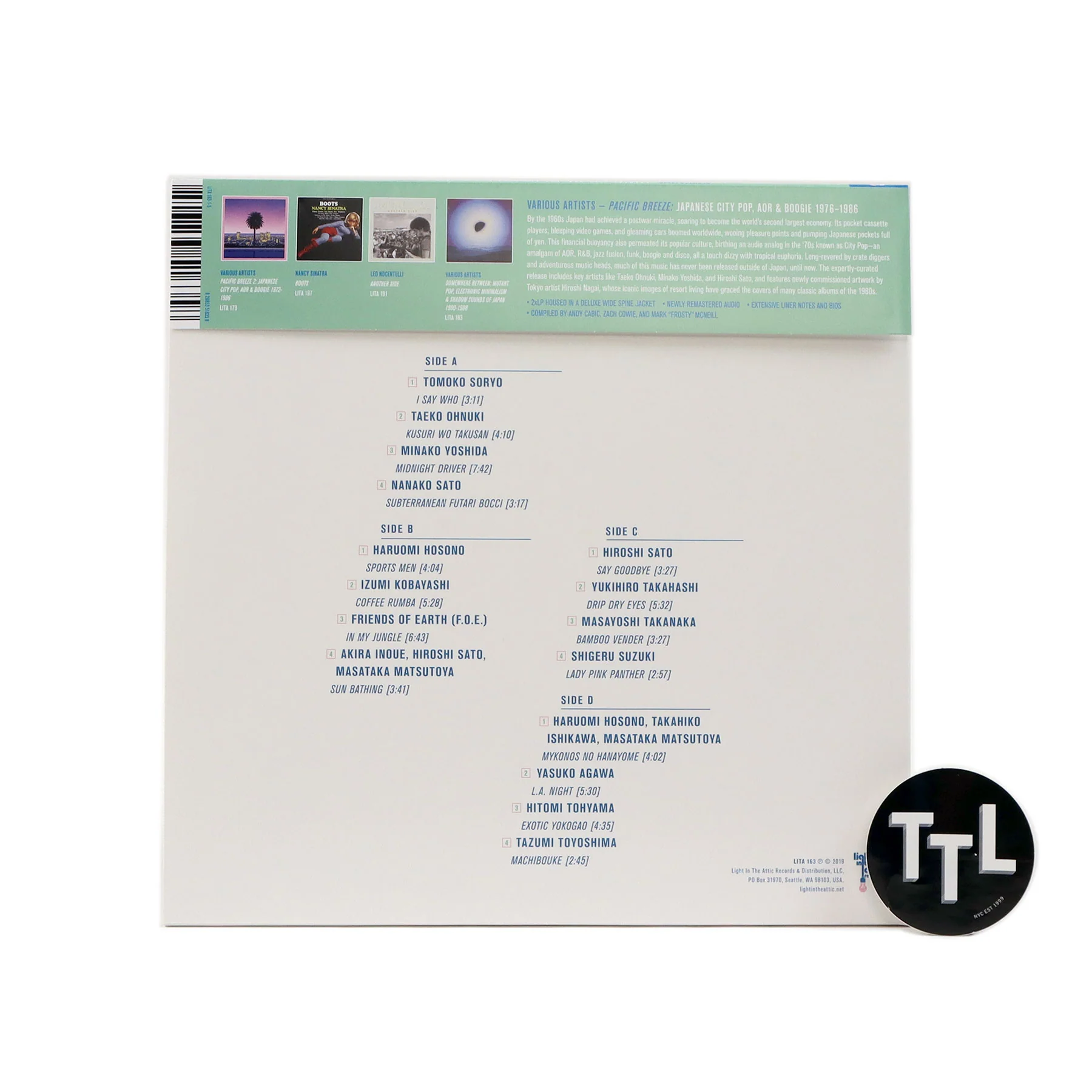 Light In The Attic: Pacific Breeze Vol.1 - Japanese City Pop, AOR & Boogie 1976-1986 (Blue Green Colored Vinyl) Vinyl 2LP - Image 3