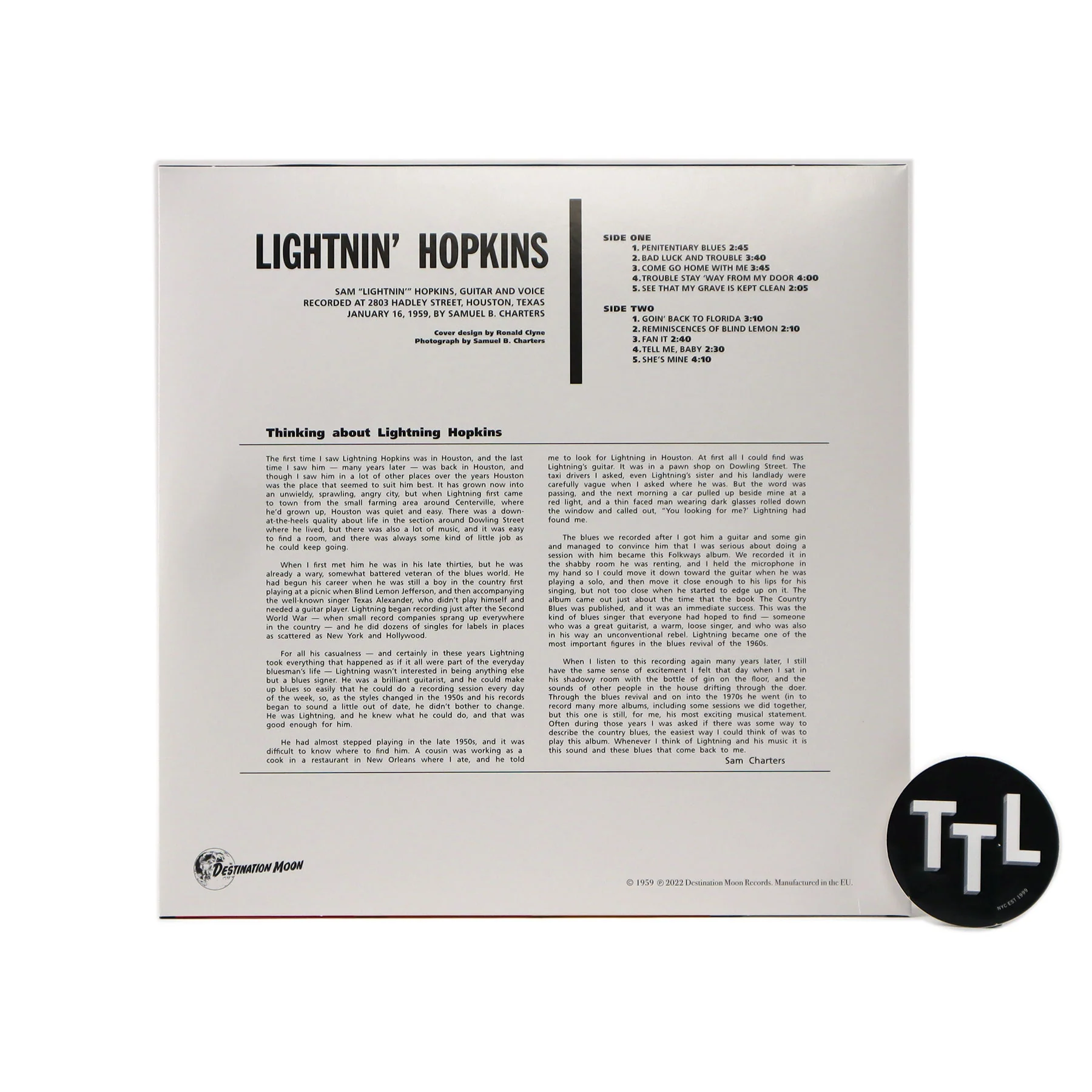 Lightnin' Hopkins: Lightnin' Hopkins (Colored Vinyl) Vinyl LP - Image 3