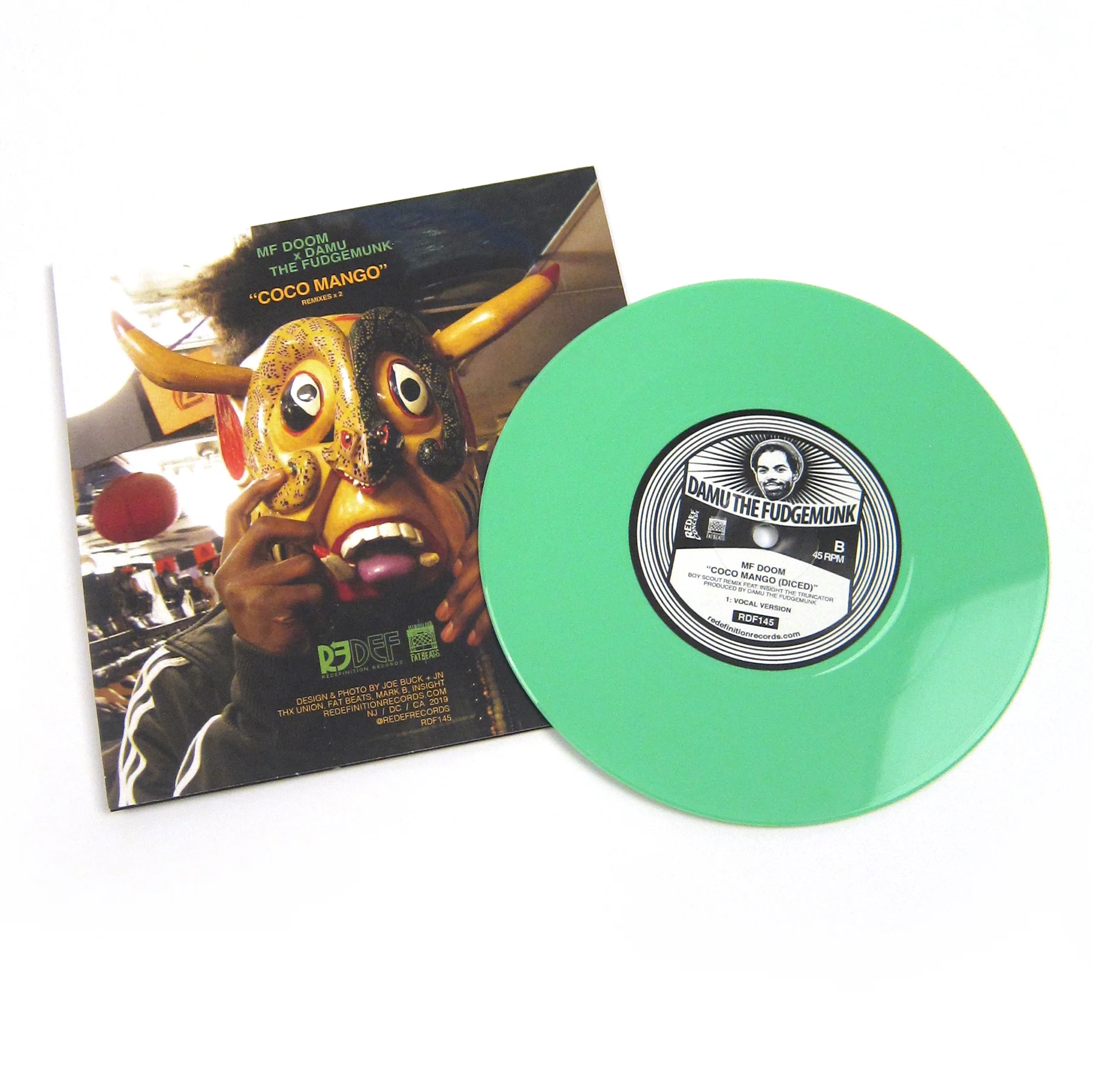 MF Doom x Damu The Fudgemunk: Coco Mango Sliced & Diced (Colored Vinyl) Vinyl 7" - LIMIT 1 PER CUSTOMER - Image 2