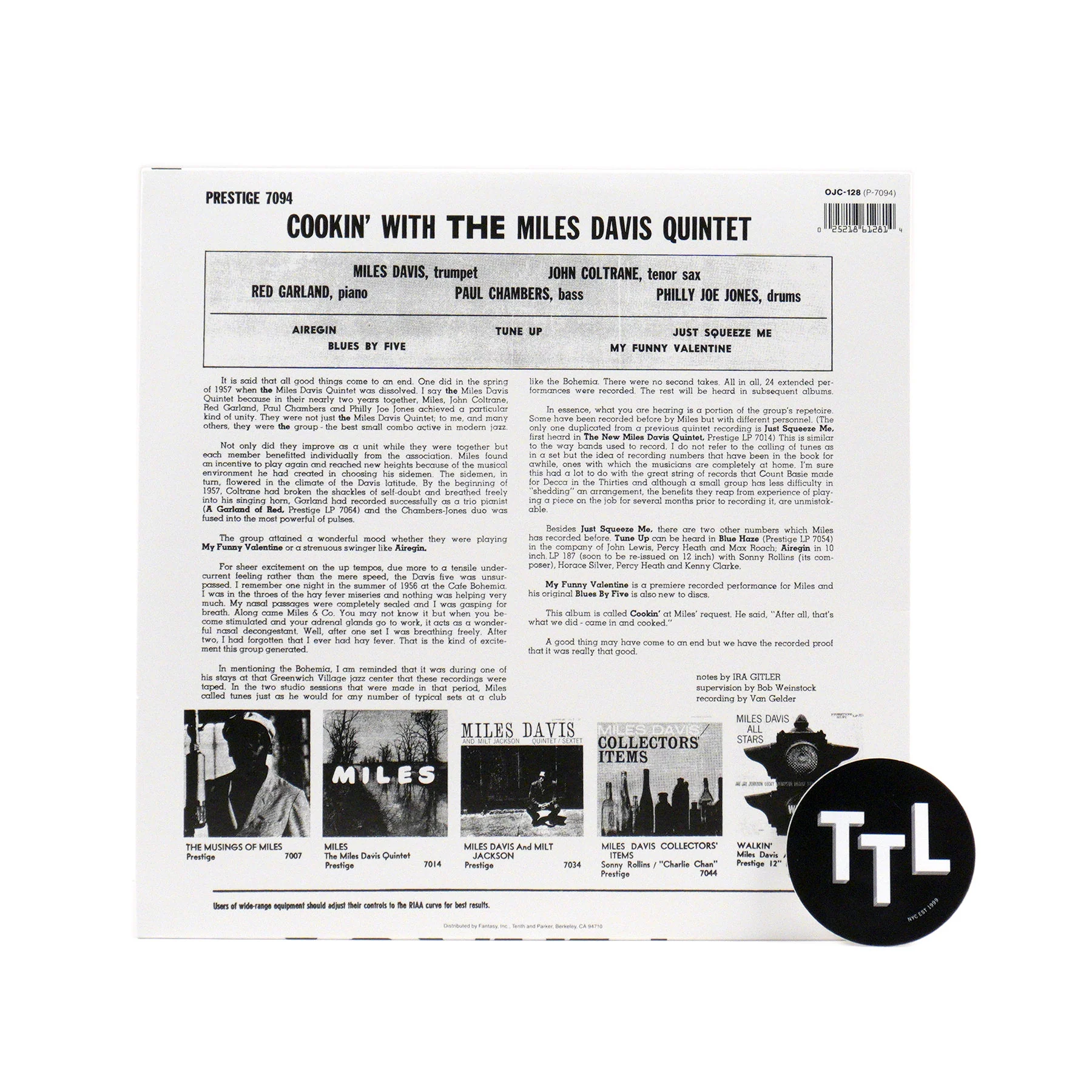 Miles Davis: Cookin' With The Miles Davis Quintet Vinyl LP - Image 2
