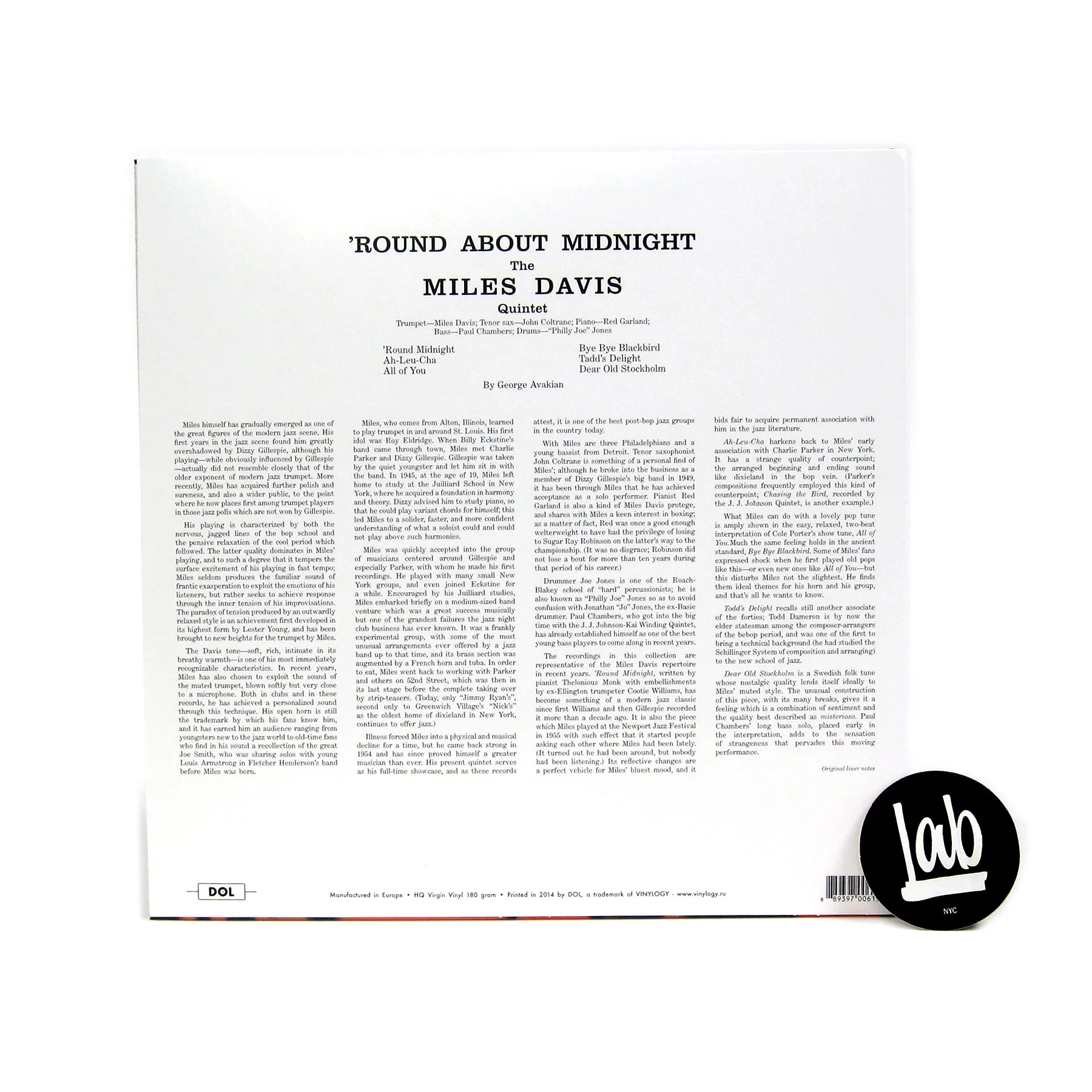 Miles Davis: Round About Midnight (Blue Colored Vinyl) Vinyl LP - Image 3