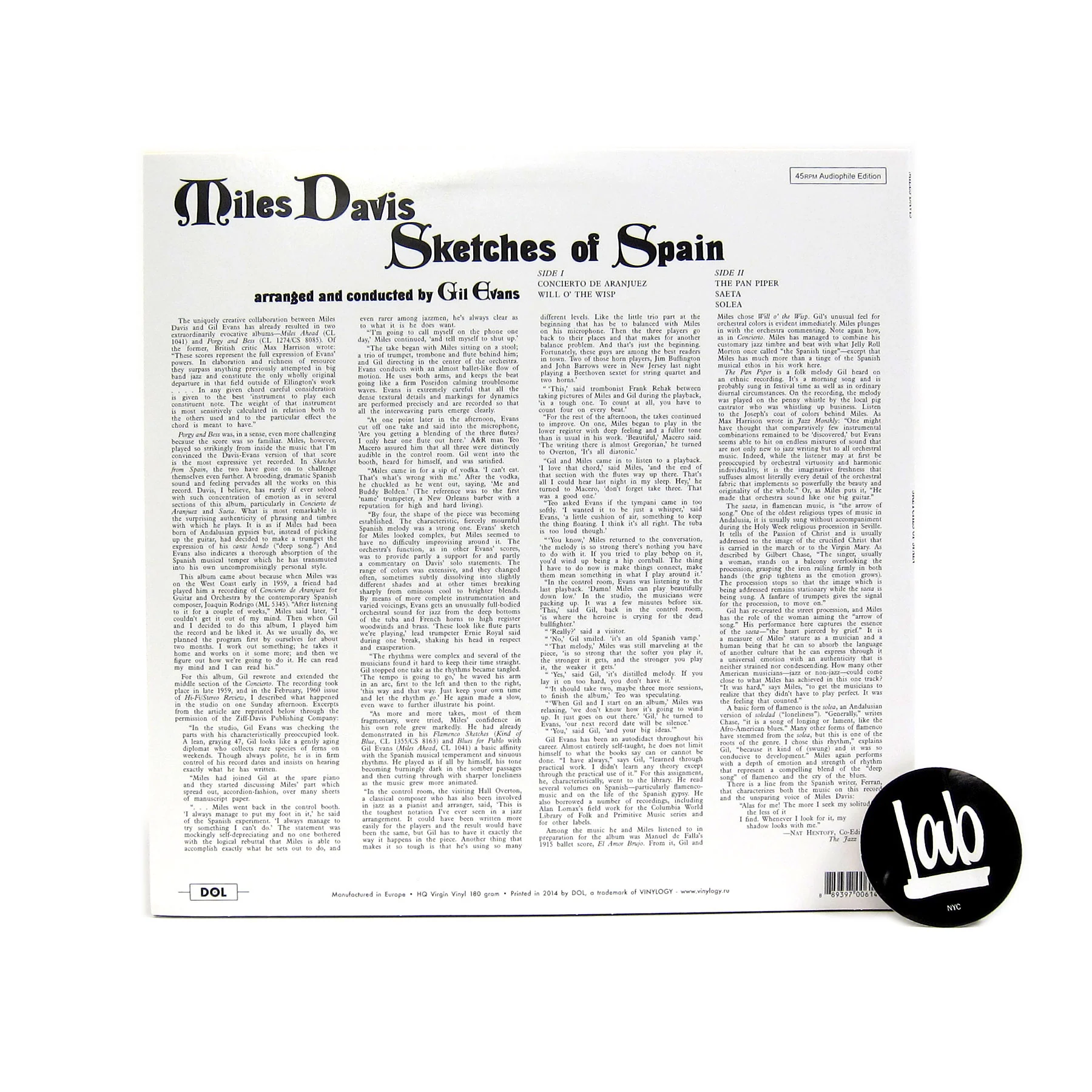 Miles Davis: Sketches Of Spain (Blue Colored Vinyl) Vinyl LP - Image 3