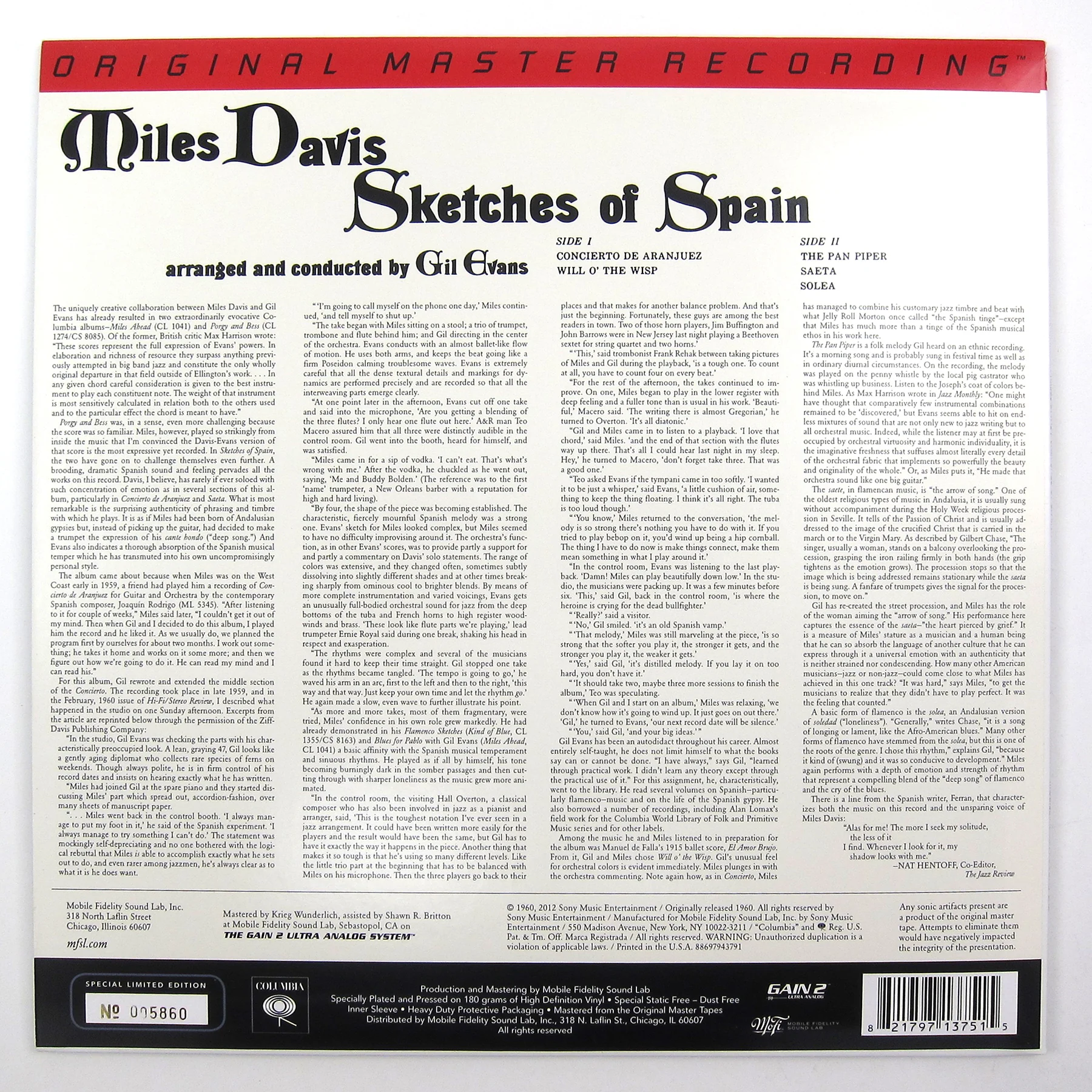 Miles Davis: Sketches Of Spain (Mofi 180g) Vinyl LP - Image 3